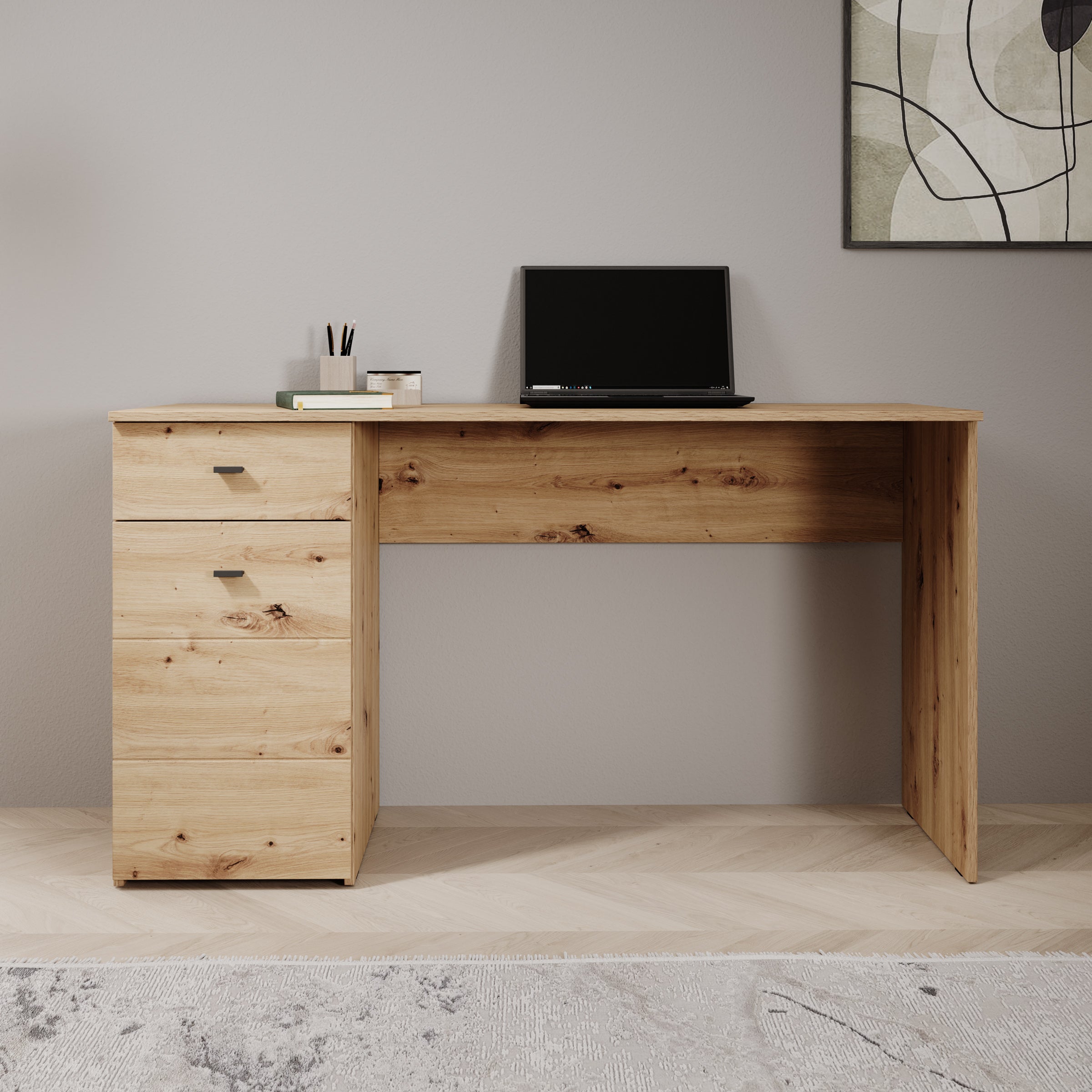 Kairo - Bureau - Eikenpatroon - 140x50x77 cm
