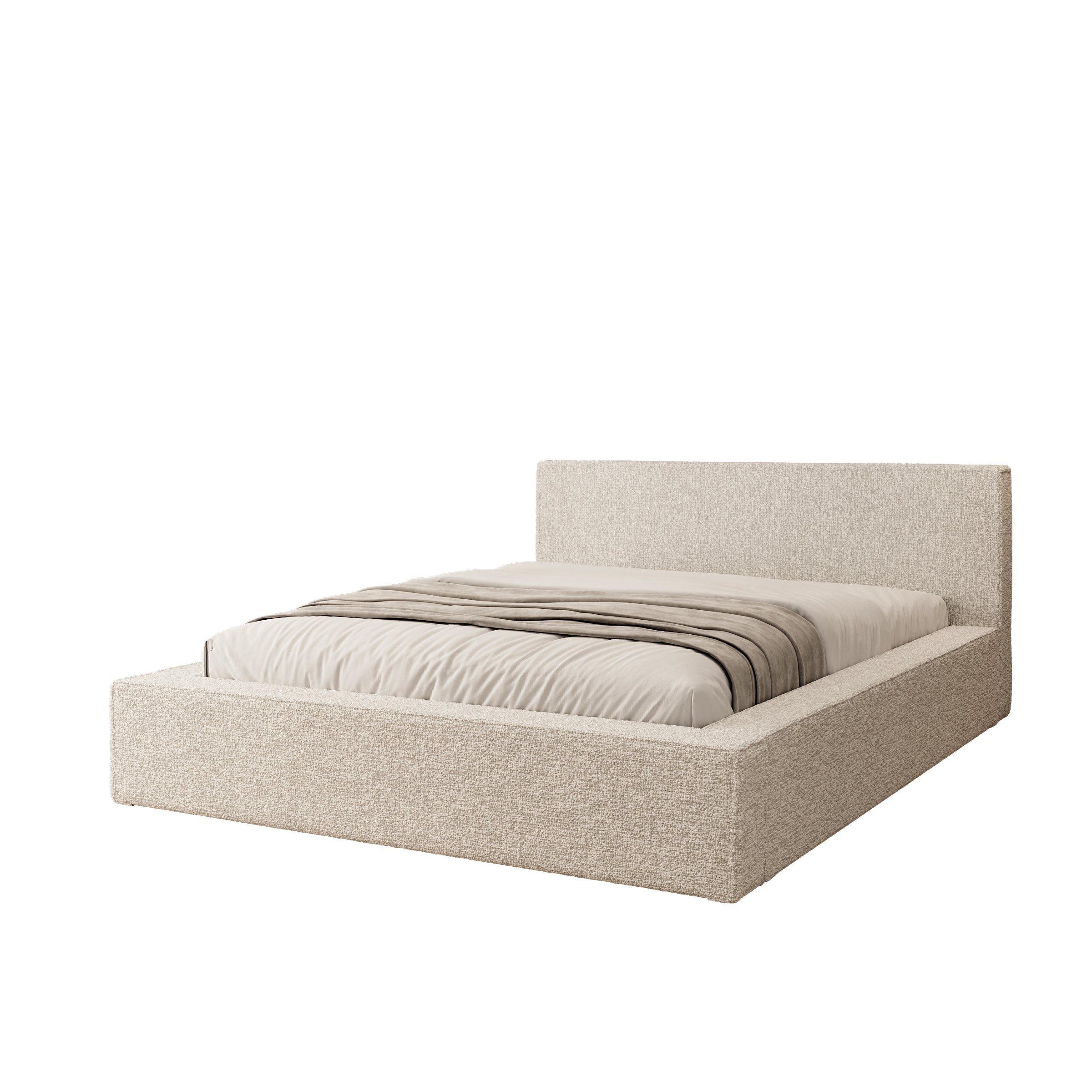 Kaiven - Tweepersoonsbed met opbergruimte - Stof beige - 140x200 cm