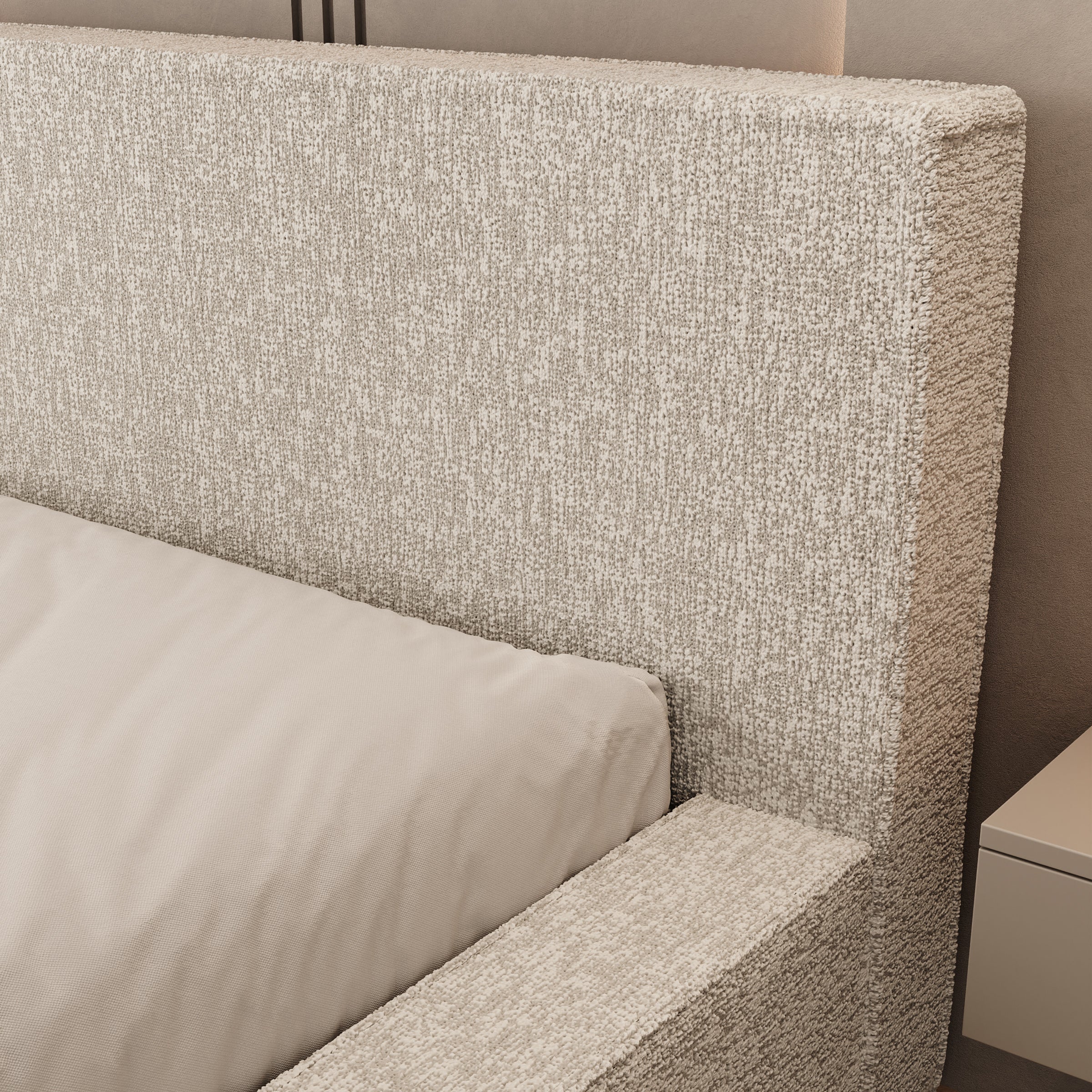 Kaiven - Tweepersoonsbed met opbergruimte - Stof beige - 140x200 cm