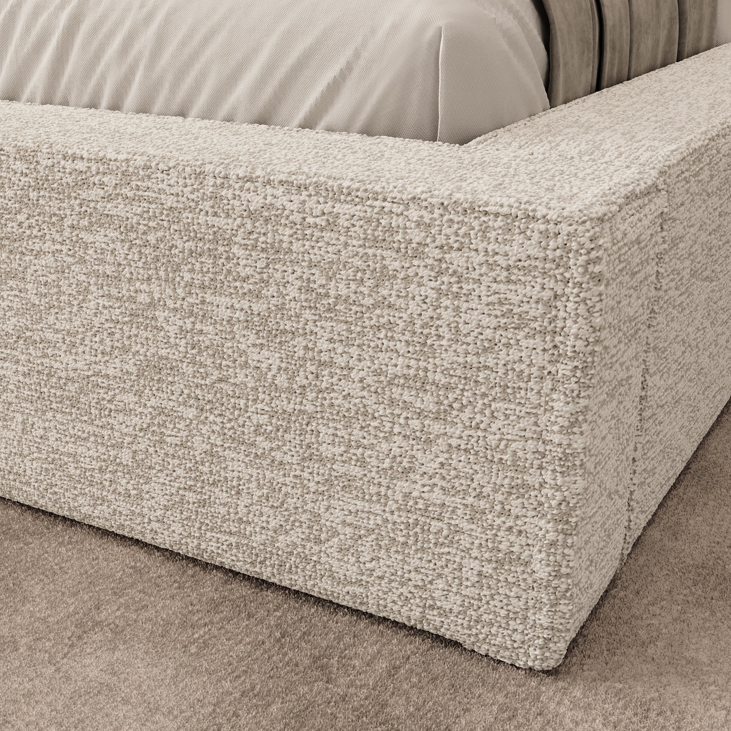 Kaiven - Tweepersoonsbed met opbergruimte - Stof beige - 140x200 cm