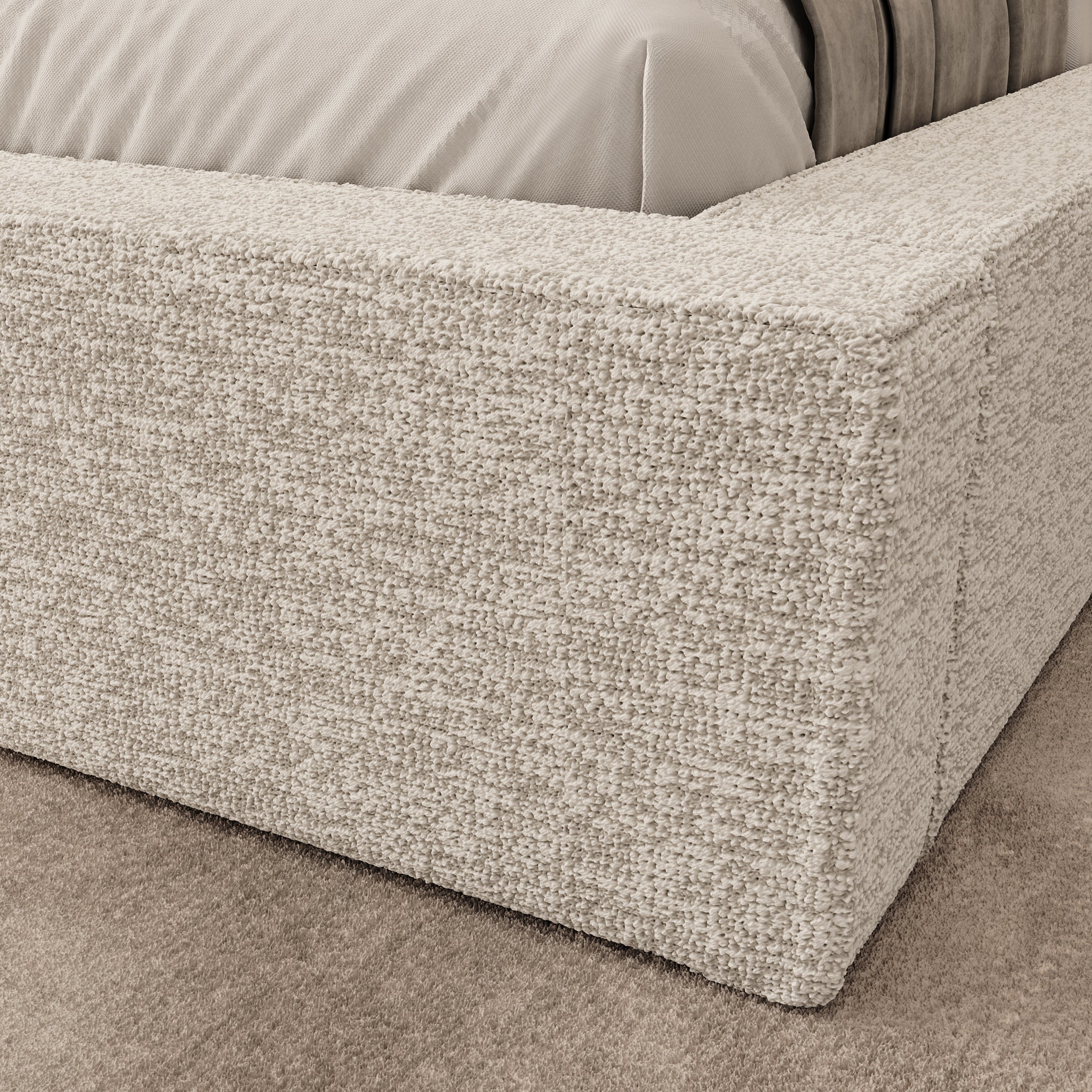 Kaiven - Tweepersoonsbed met opbergruimte - Stof beige - 160x200 cm