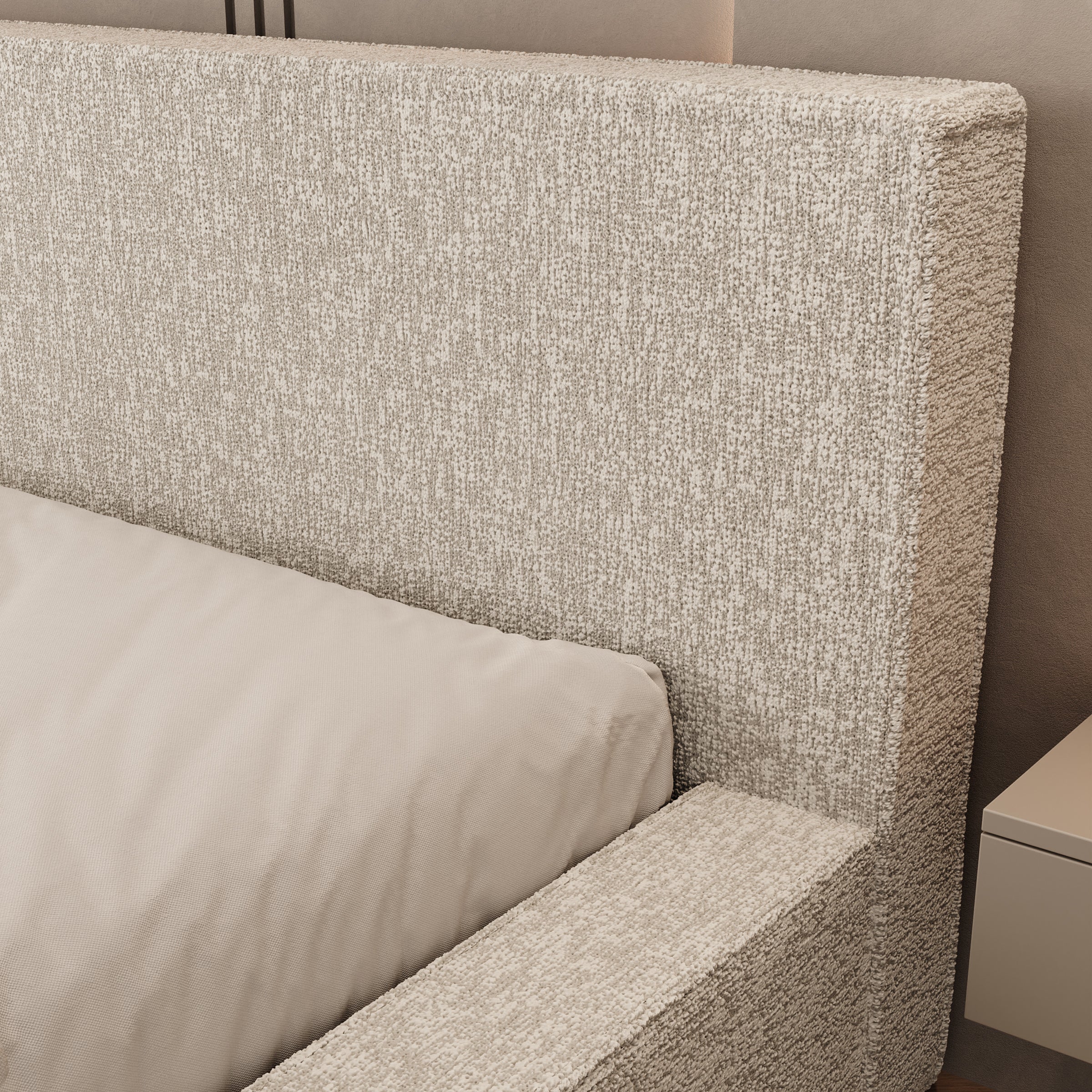 Kaiven - Tweepersoonsbed met opbergruimte - Stof beige - 160x200 cm