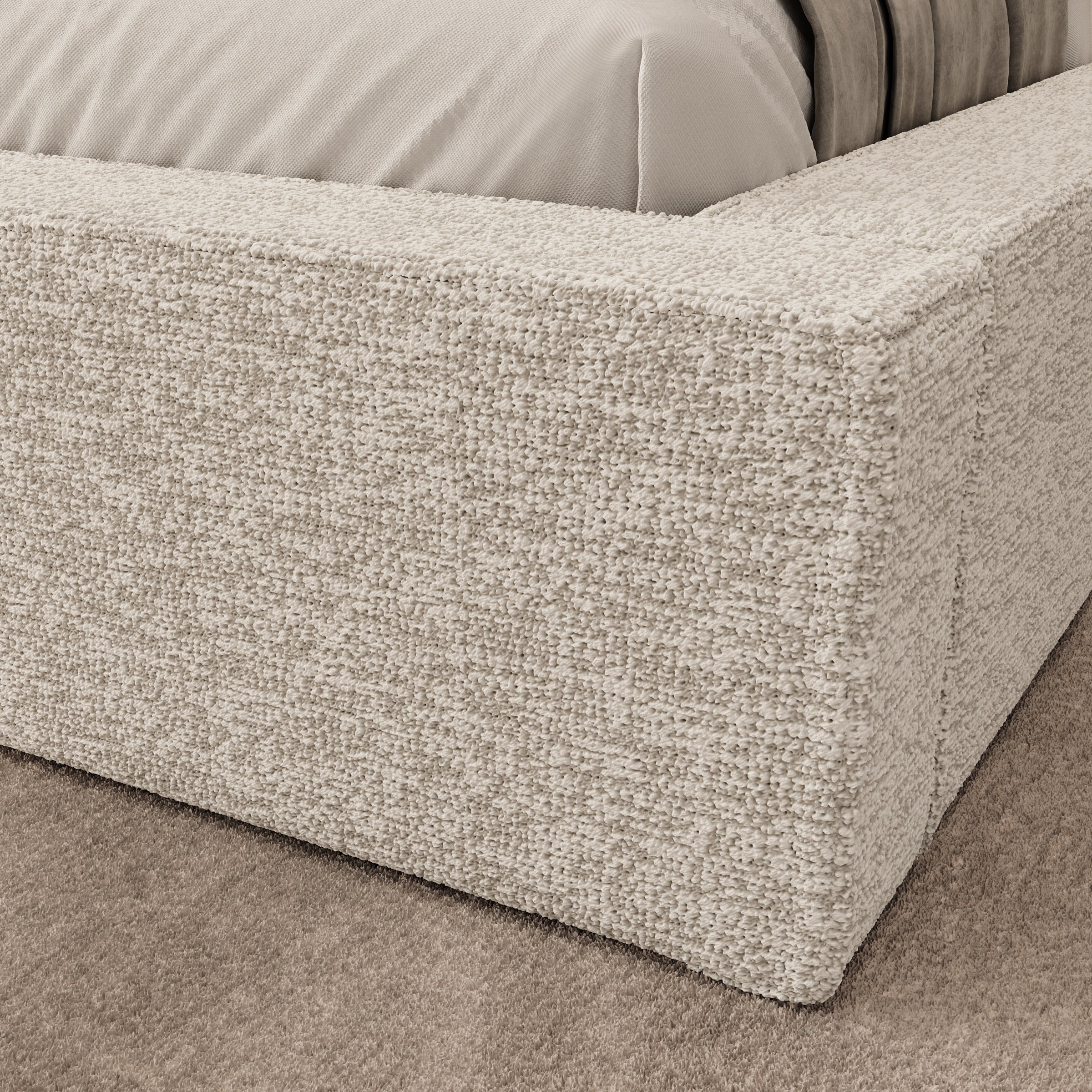 Kaiven - Tweepersoonsbed met opbergruimte - Stof beige - 180x200 cm
