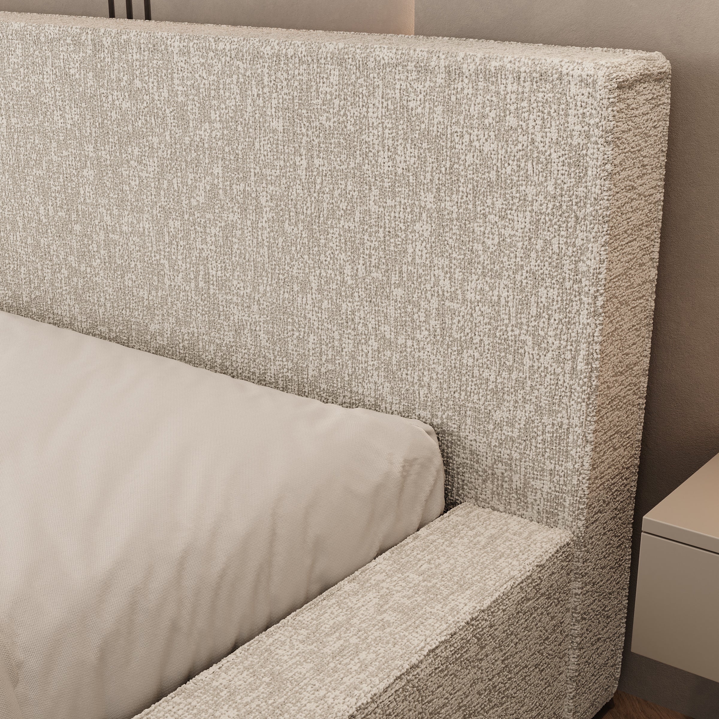 Kaiven - Tweepersoonsbed met opbergruimte - Stof beige - 180x200 cm