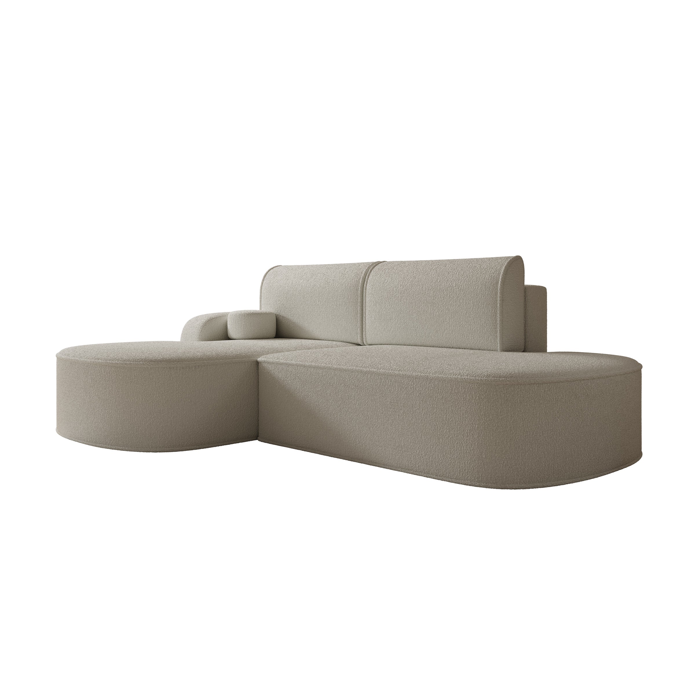 Kalero - Hoekbank 2-zits met chaise longue - Teddystof beige - Links