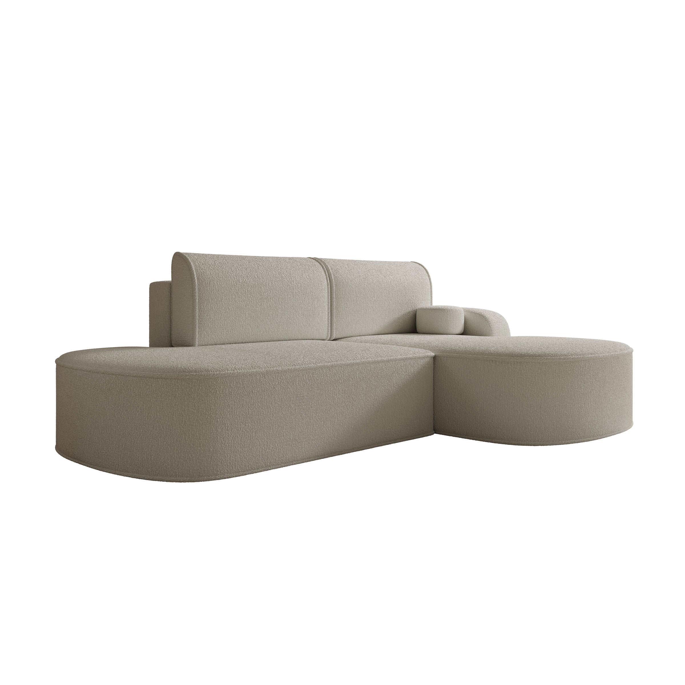 Kalero - Hoekbank 2-zits met chaise longue - Teddystof beige - Rechts