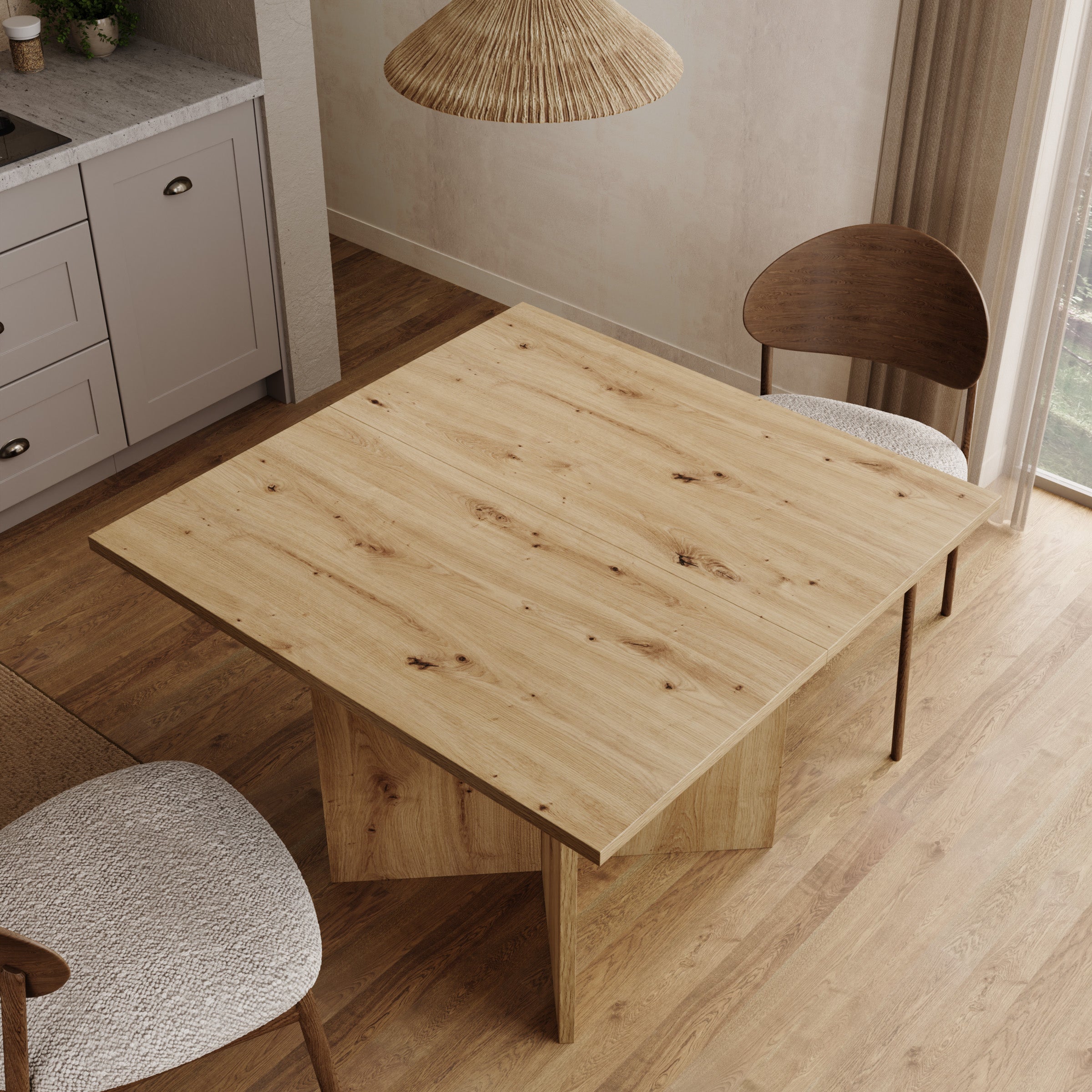 Kalki - Eetkamertafel uitschuifbaar - Eikenpatroon - 100-180x100x75 cm