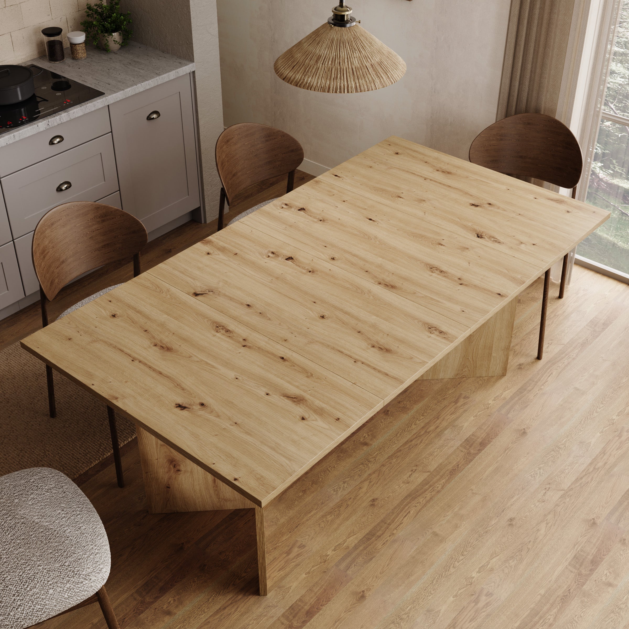 Kalki - Eetkamertafel uitschuifbaar - Eikenpatroon - 100-180x100x75 cm