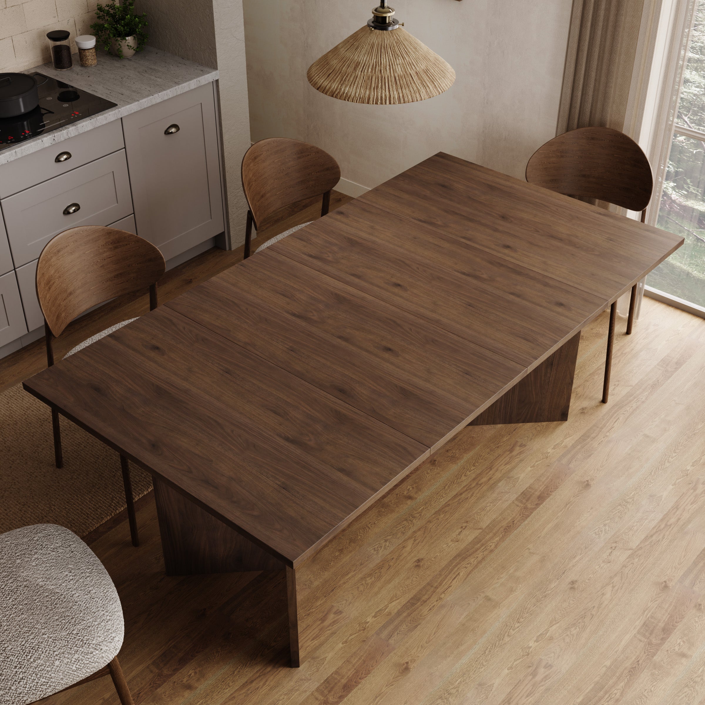 Kalki - Eetkamertafel uitschuifbaar - Walnootpatroon - 100-180x100x75 cm