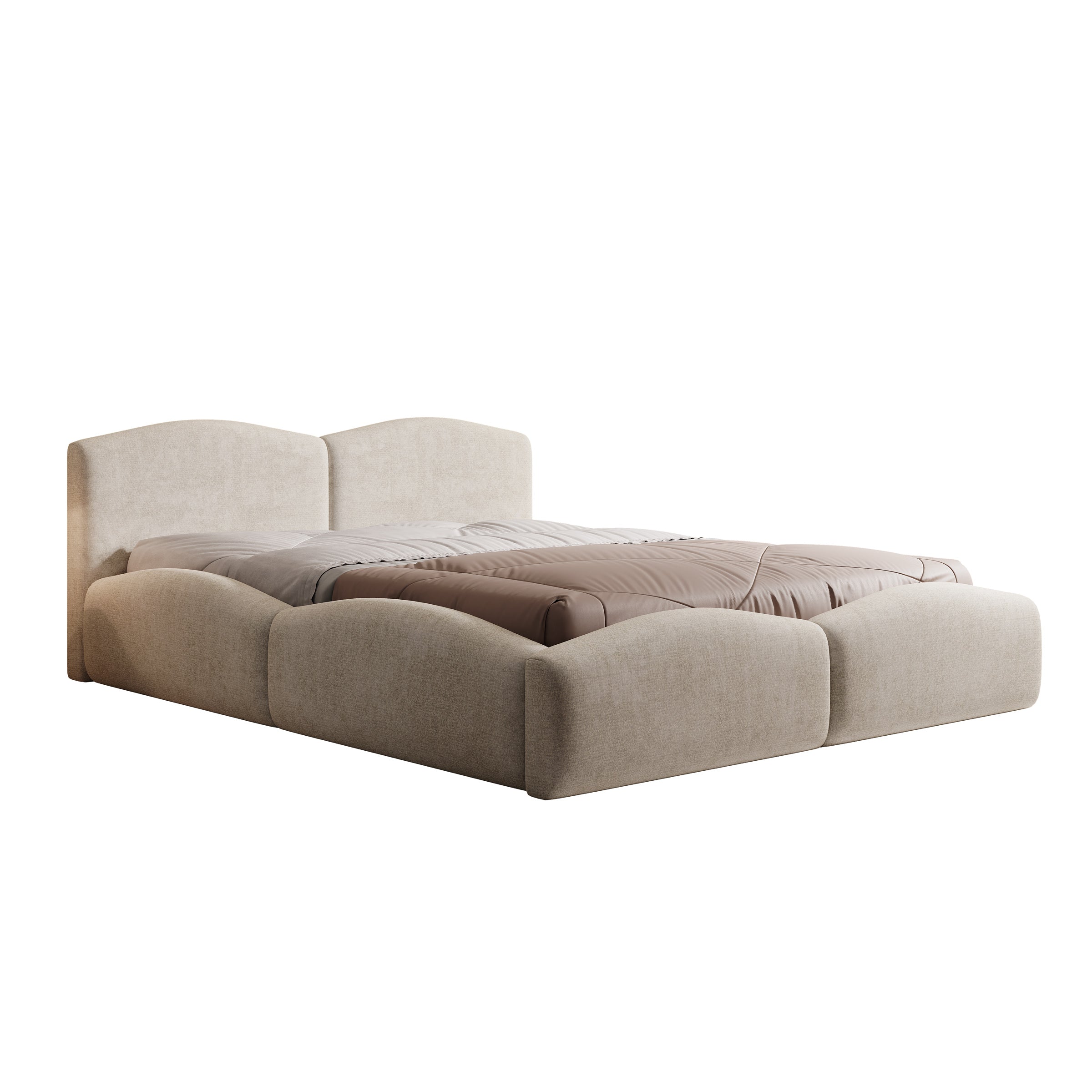 Kamfer - Tweepersoonsbed - Stof beige - 160x200 cm