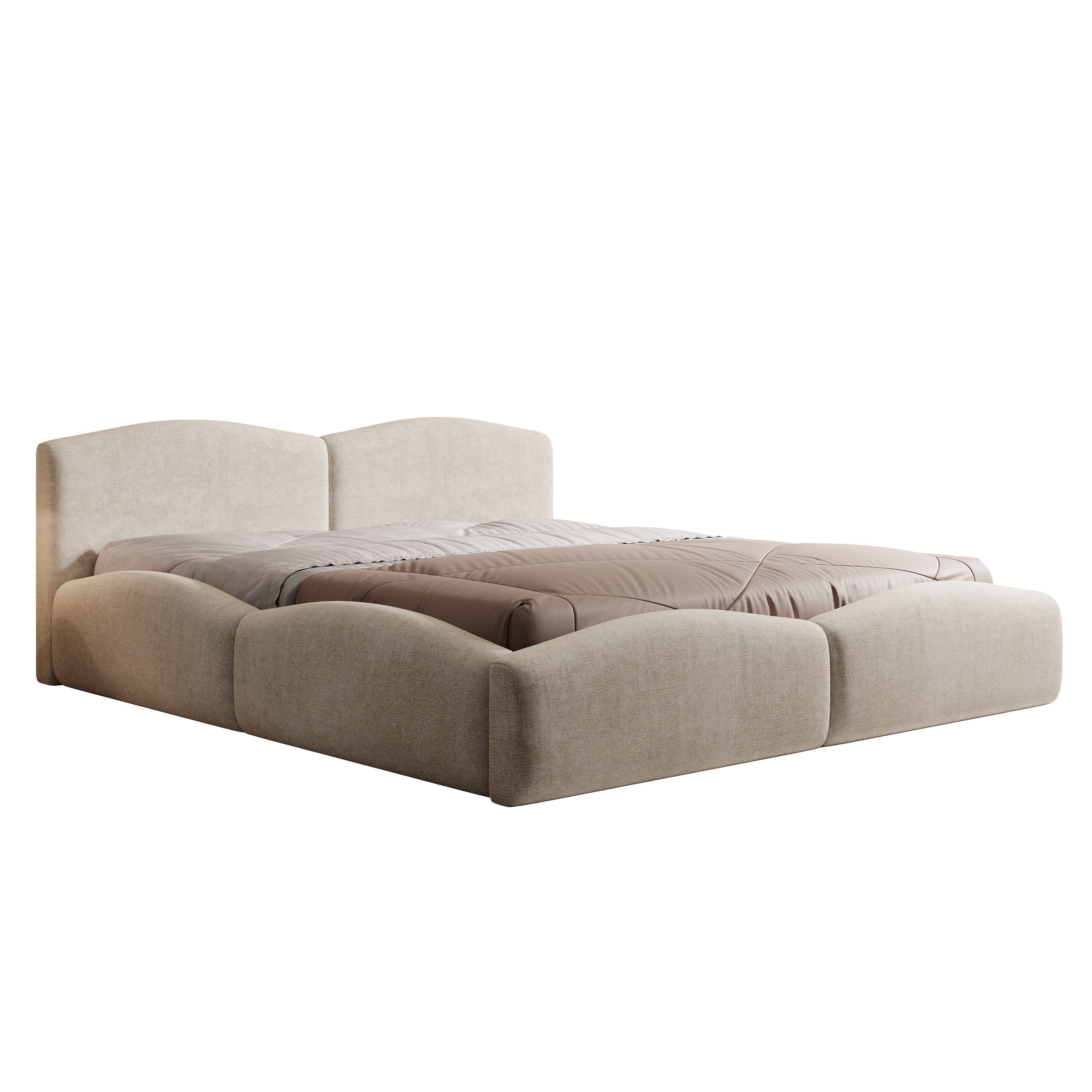 Kamfer - Tweepersoonsbed - Stof beige - 180x200 cm