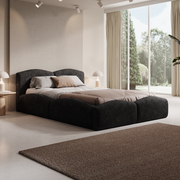 Kamfer - Tweepersoonsbed - Stof zwart - 140x200 cm