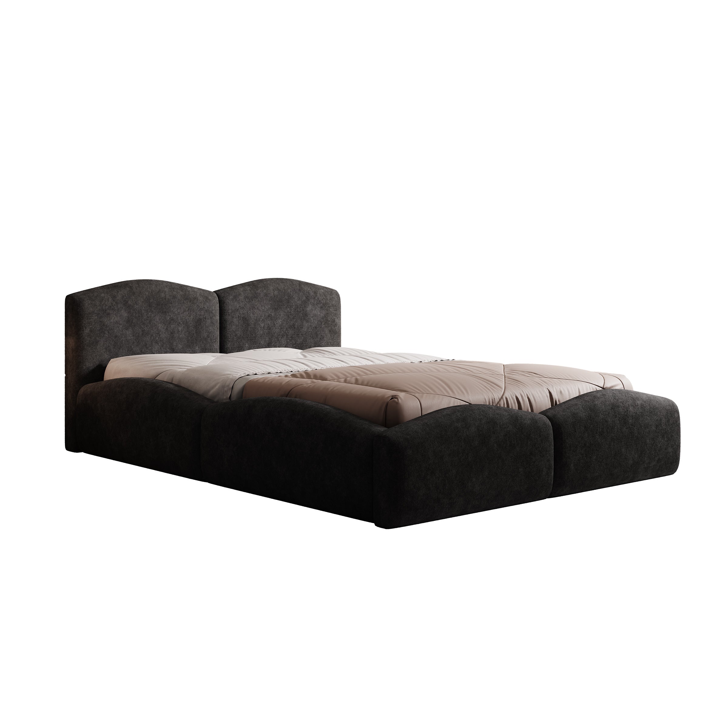Kamfer - Tweepersoonsbed - Stof zwart - 140x200 cm