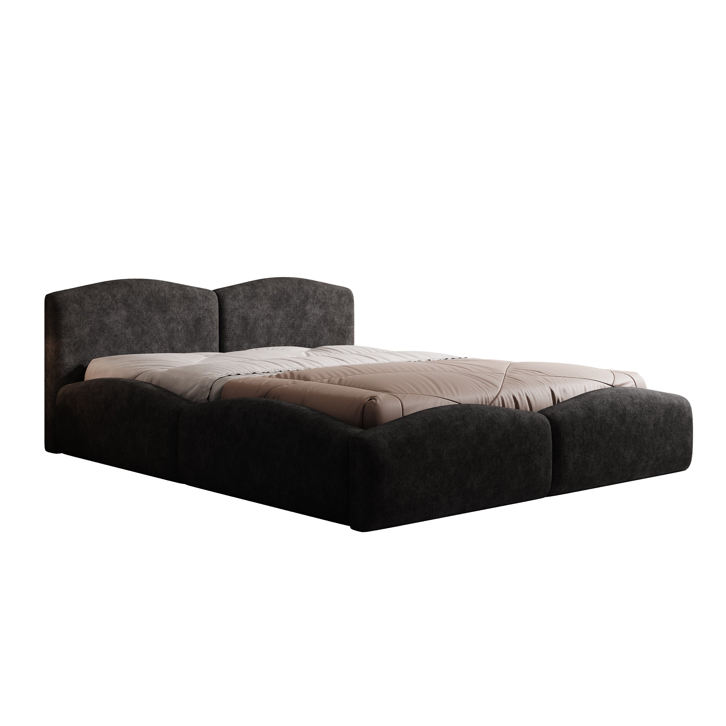 Kamfer - Tweepersoonsbed - Stof zwart - 160x200 cm
