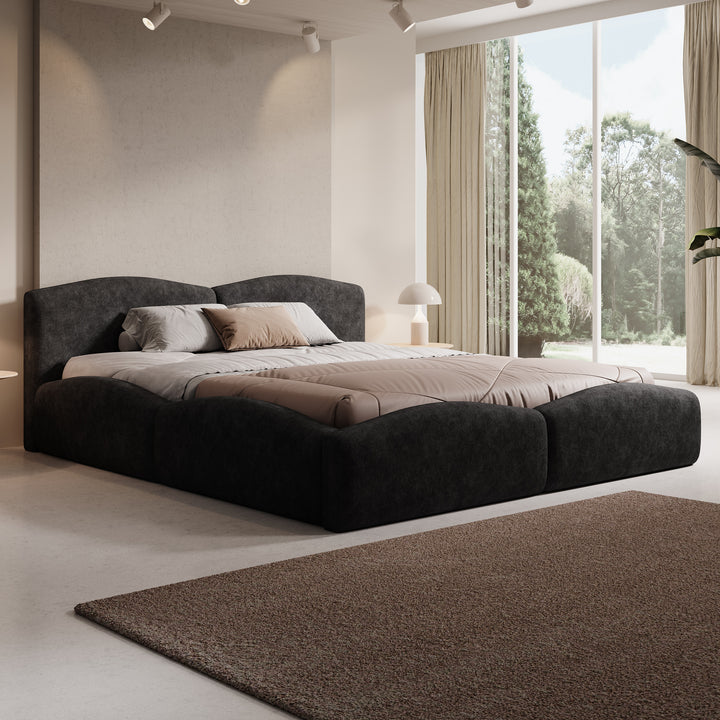 Kamfer - Tweepersoonsbed - Stof zwart - 180x200 cm