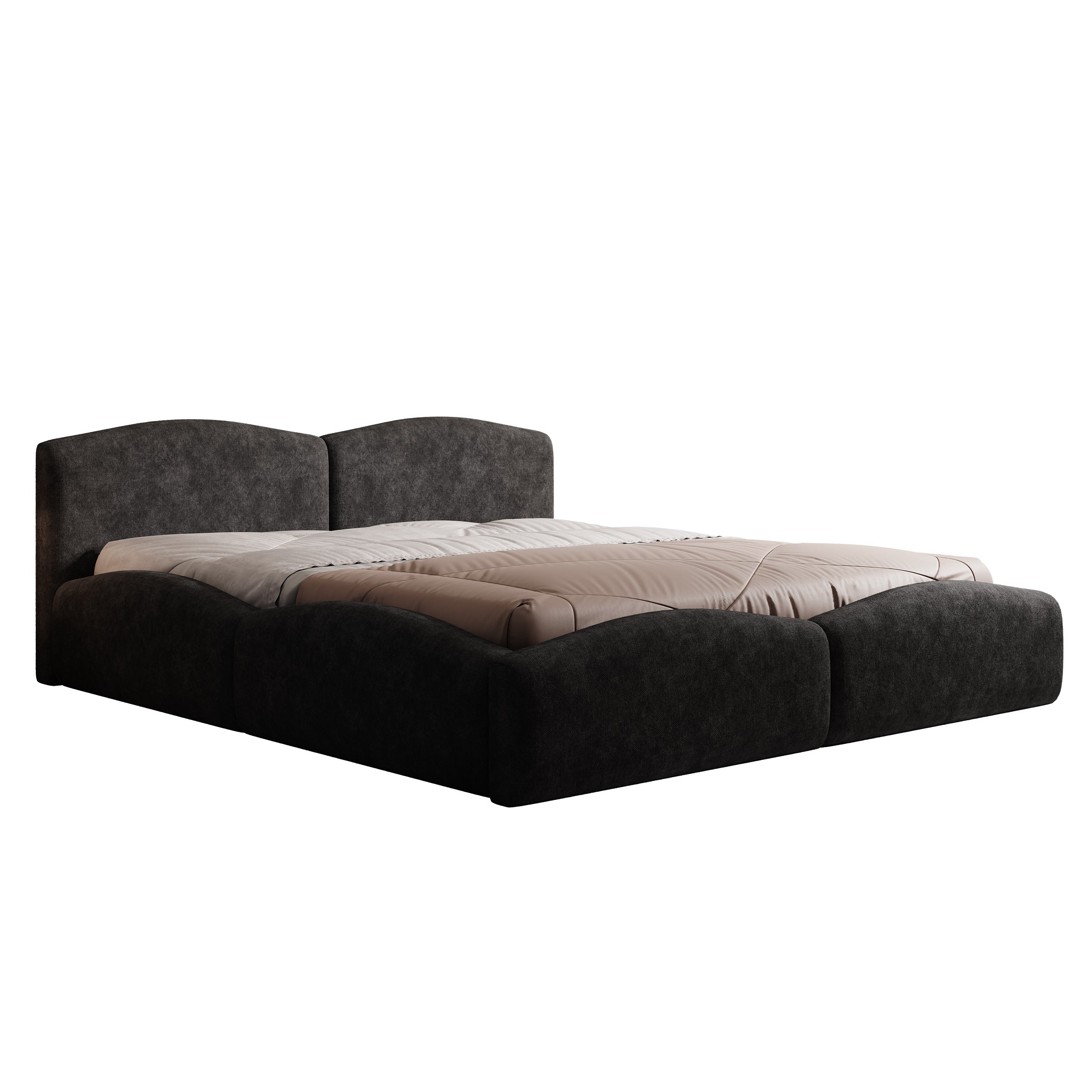 Kamfer - Tweepersoonsbed - Stof zwart - 180x200 cm