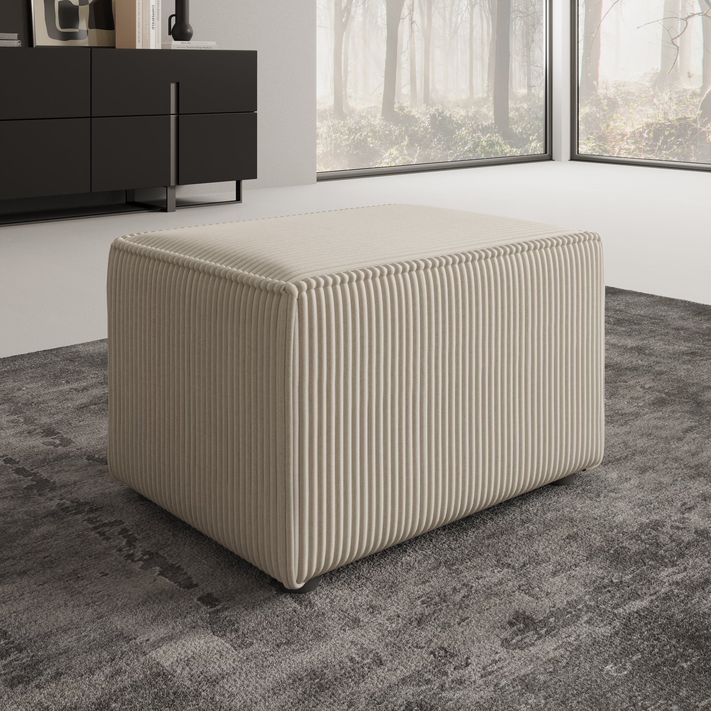 Kandahar - Poef - Ribstof beige - 60x45x38 cm