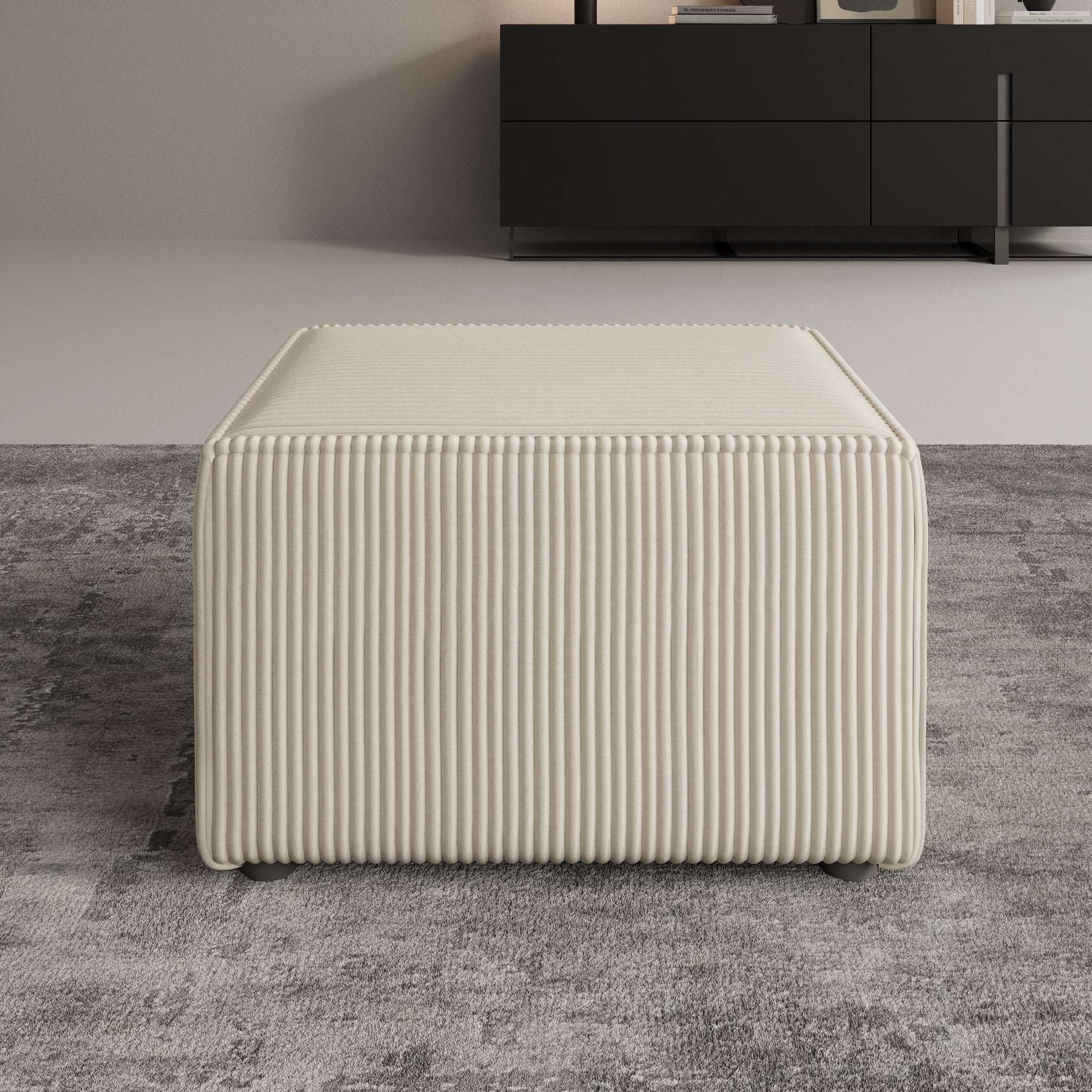 Kandahar - Poef - Ribstof beige - 60x45x38 cm