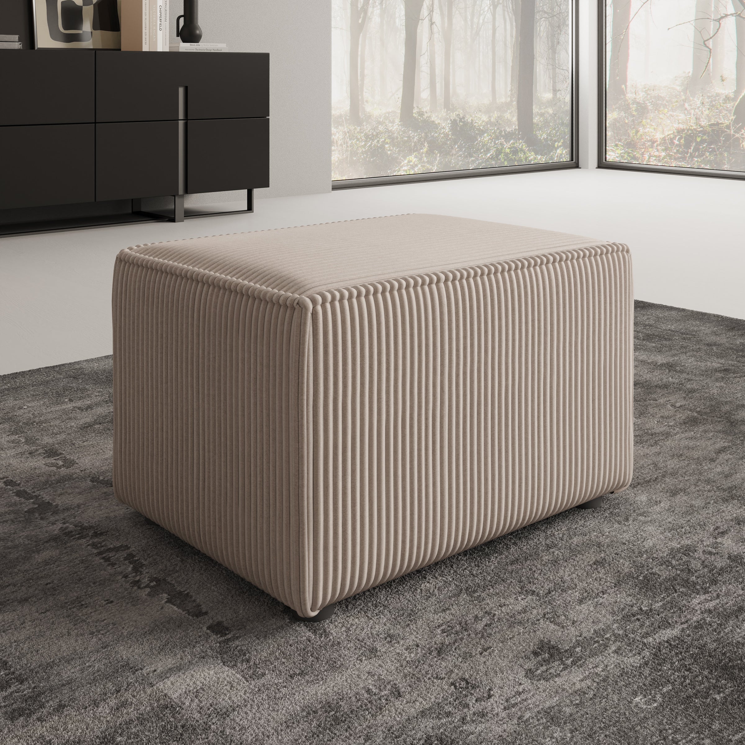 Kandahar - Poef - Ribstof taupe - 60x45x38 cm