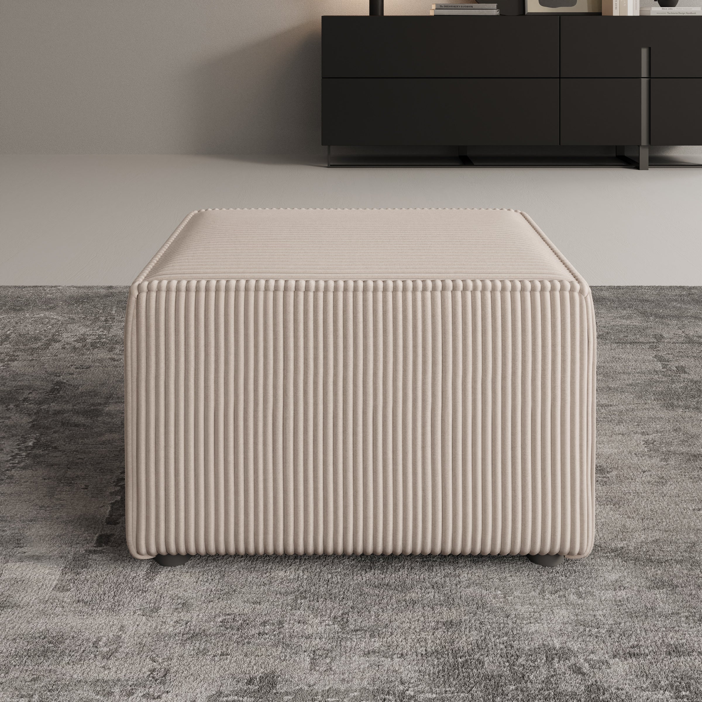 Kandahar - Poef - Ribstof taupe - 60x45x38 cm