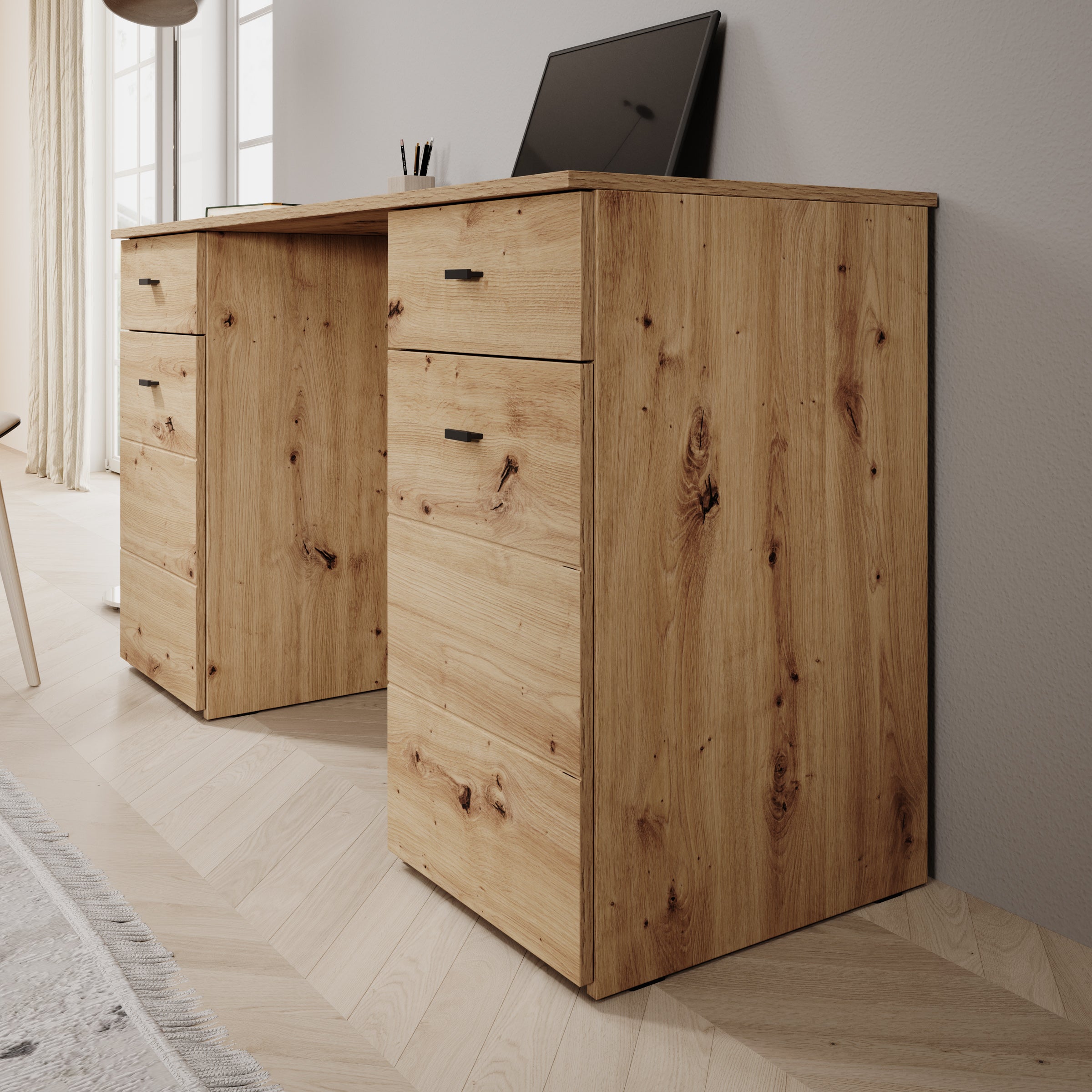 Kano - Bureau - Eikenpatroon - 140x50x77 cm