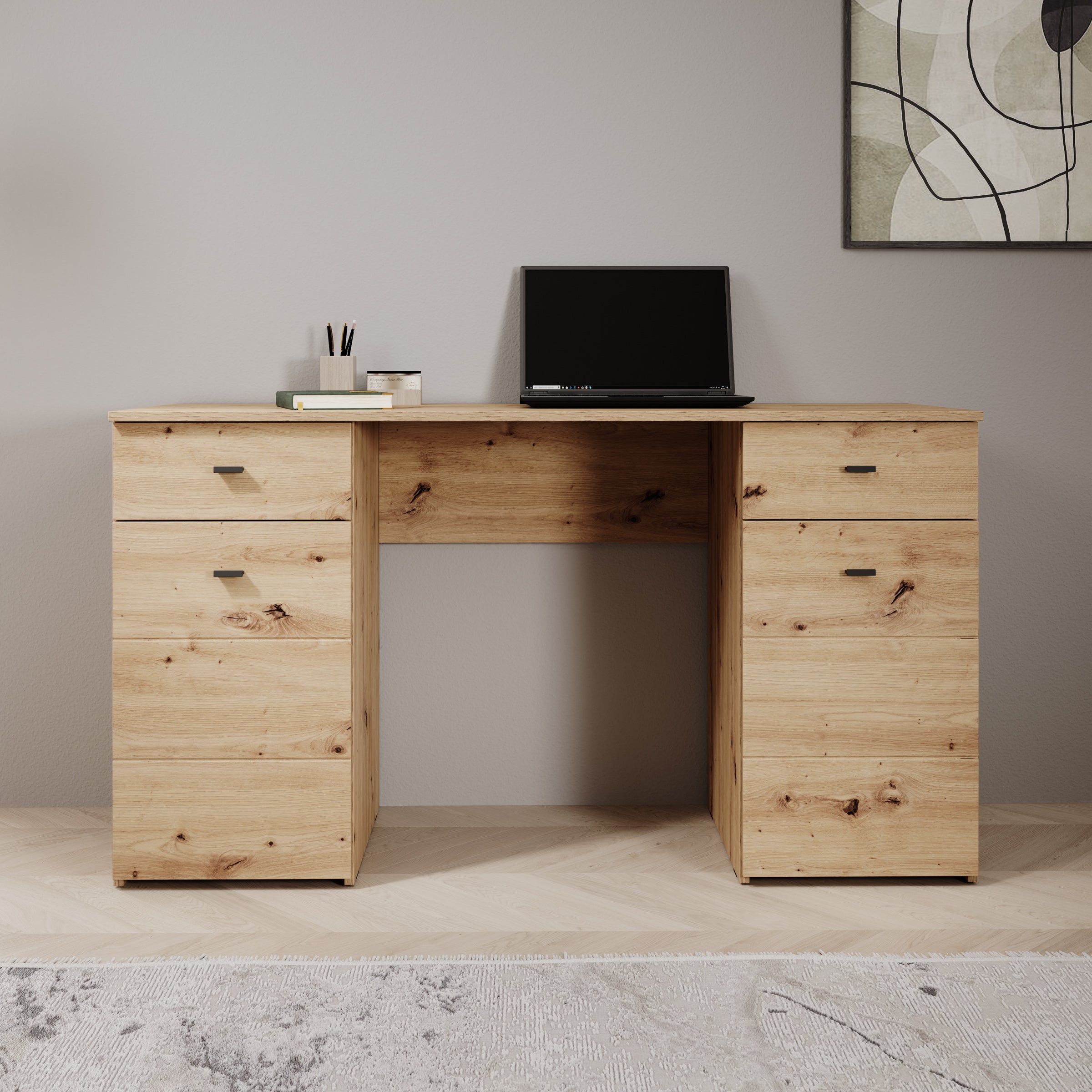 Kano - Bureau - Eikenpatroon - 140x50x77 cm