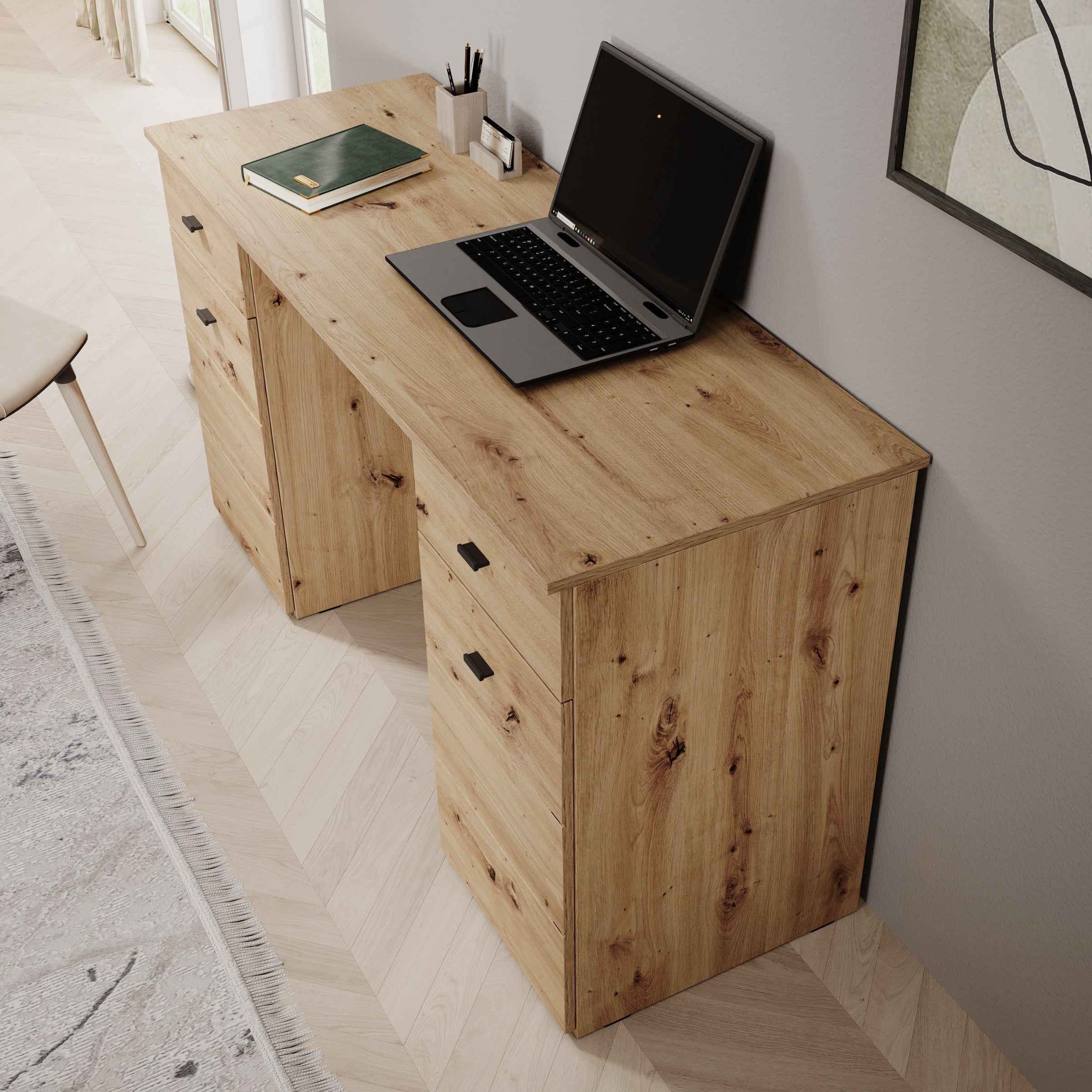 Kano - Bureau - Eikenpatroon - 140x50x77 cm