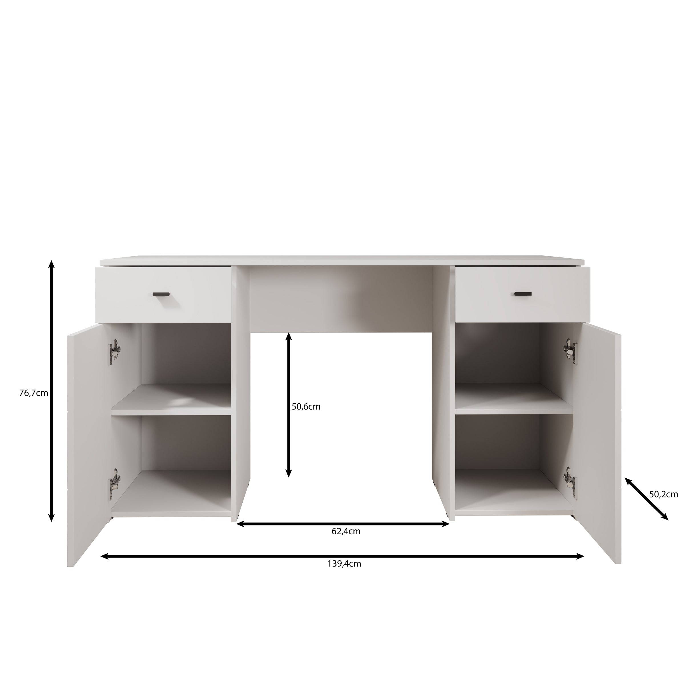 Kano - Bureau - Wit - 140x50x77 cm