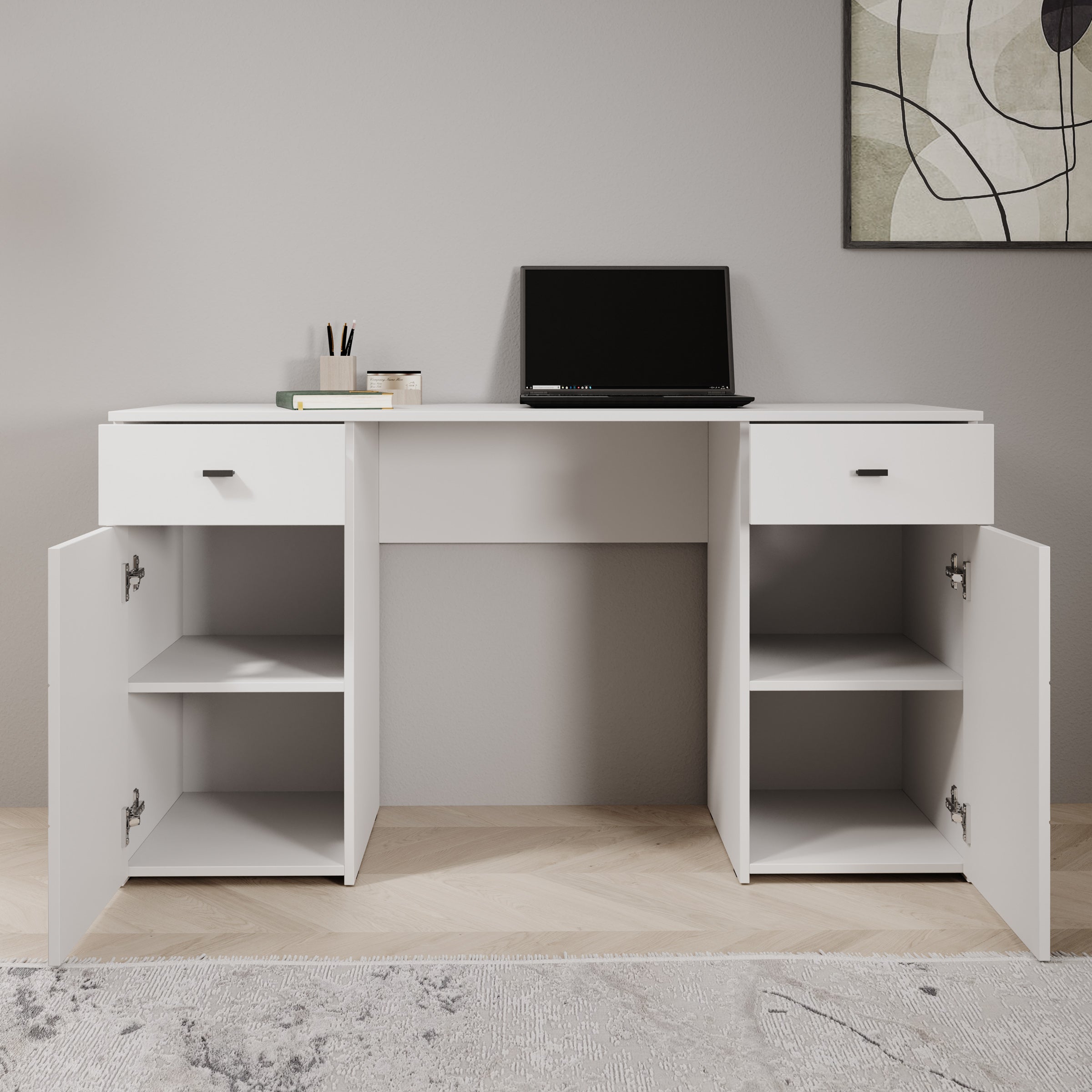 Kano - Bureau - Wit - 140x50x77 cm