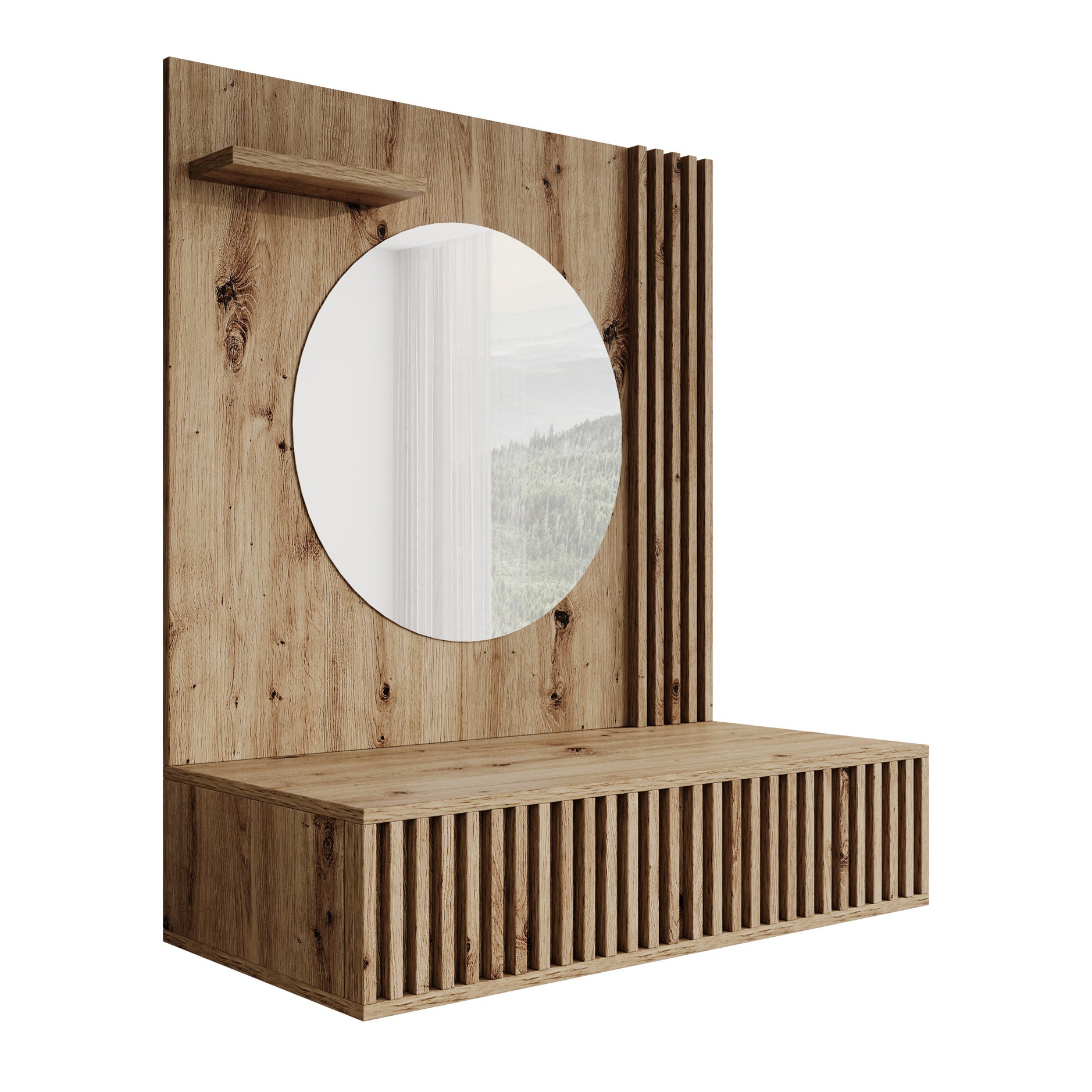 Evy - Kaptafel - Eiken - 85x40 cm - Met spiegel