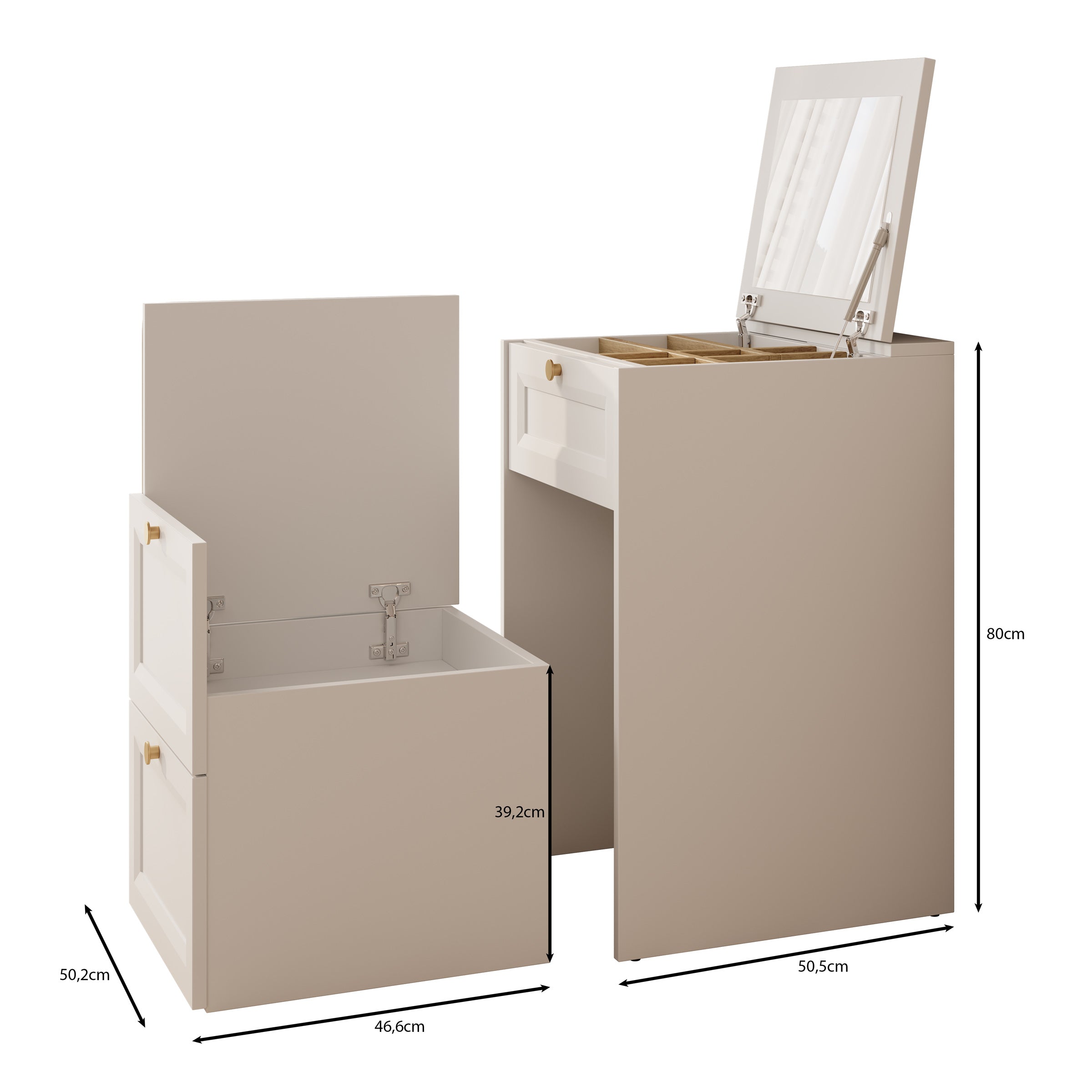 Rumble - Kaptafel met stoel - Wit - 50x51 cm