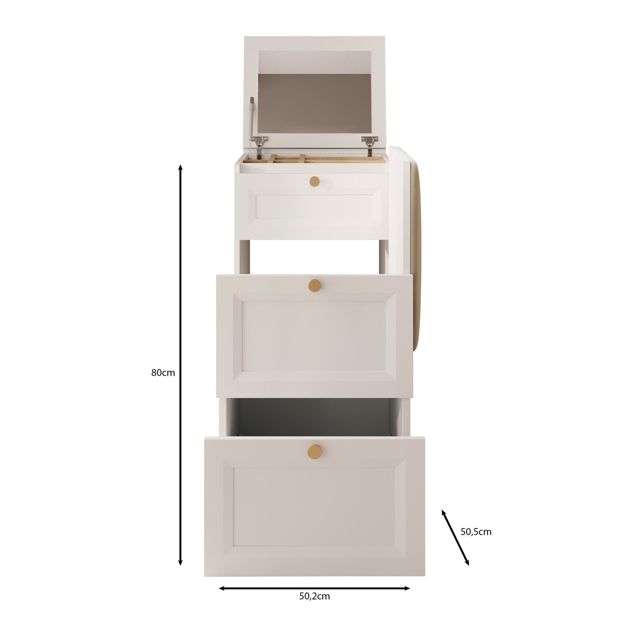 Rumble - Kaptafel met stoel - Wit - 50x51 cm
