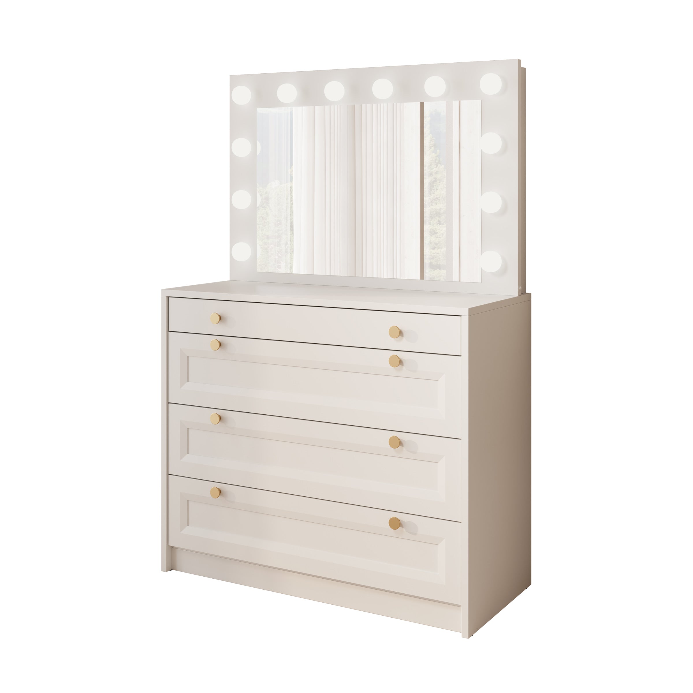 Rumble - Kaptafel met spiegel - Wit - 90x40x76 cm