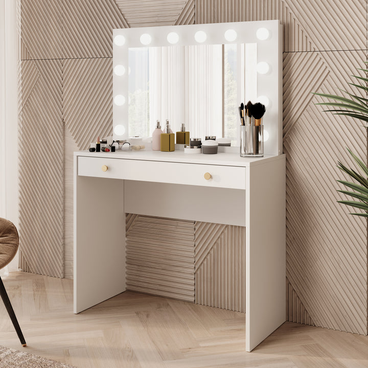 Rumble 2 - Kaptafel met spiegel - Wit - 90x40 cm