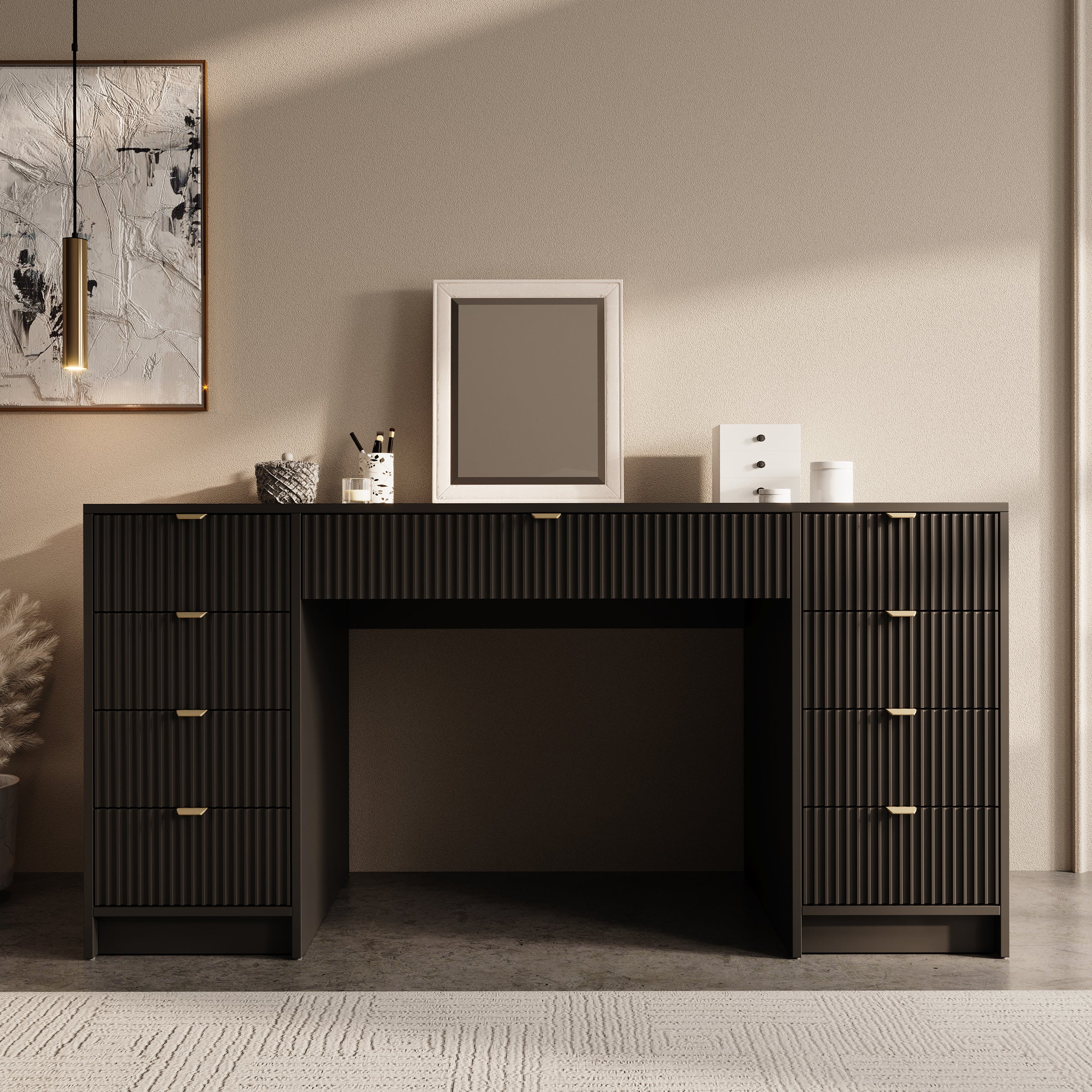 Tavares 2 - Kaptafel - Zwart - 154x55 cm