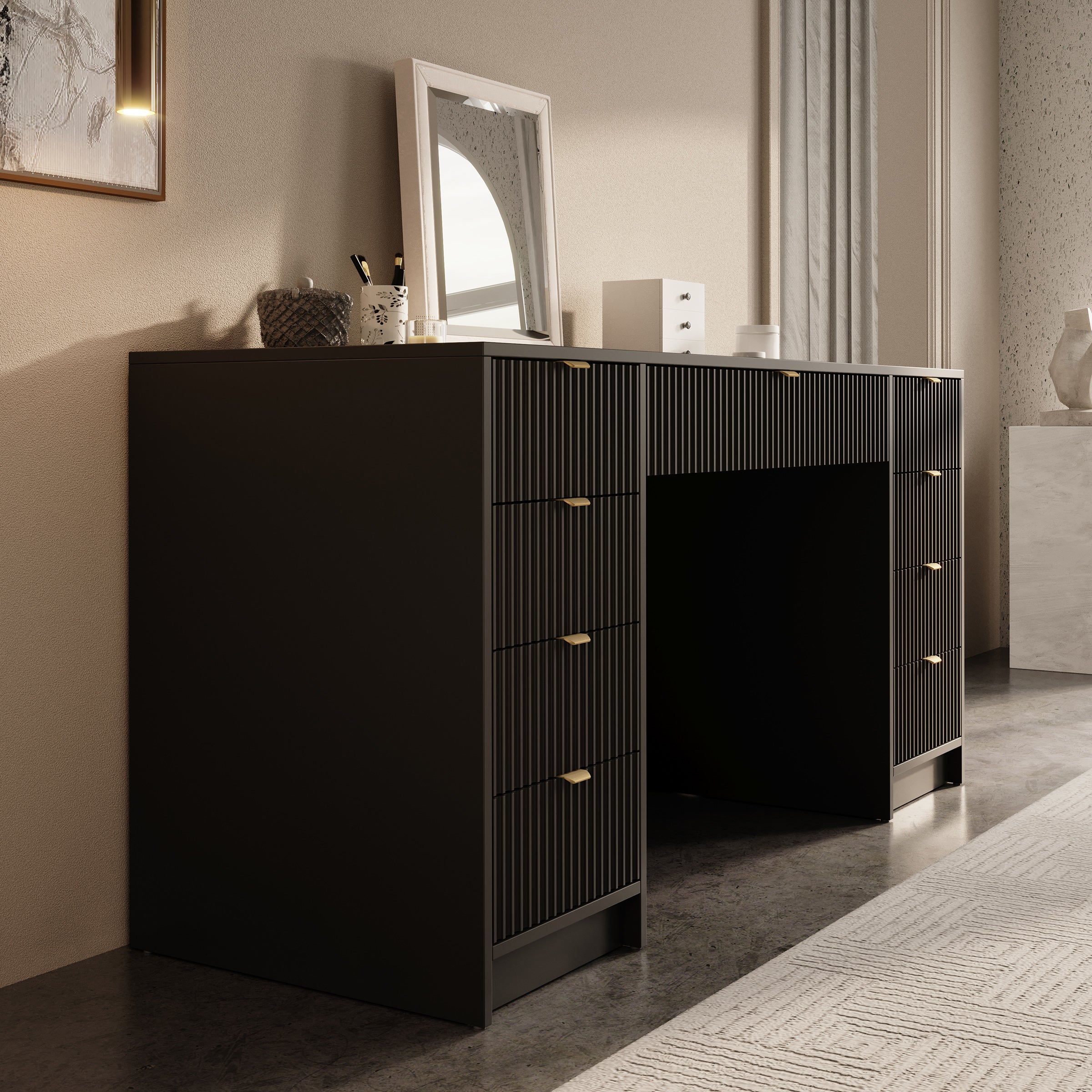 Tavares 2 - Kaptafel - Zwart - 154x55 cm