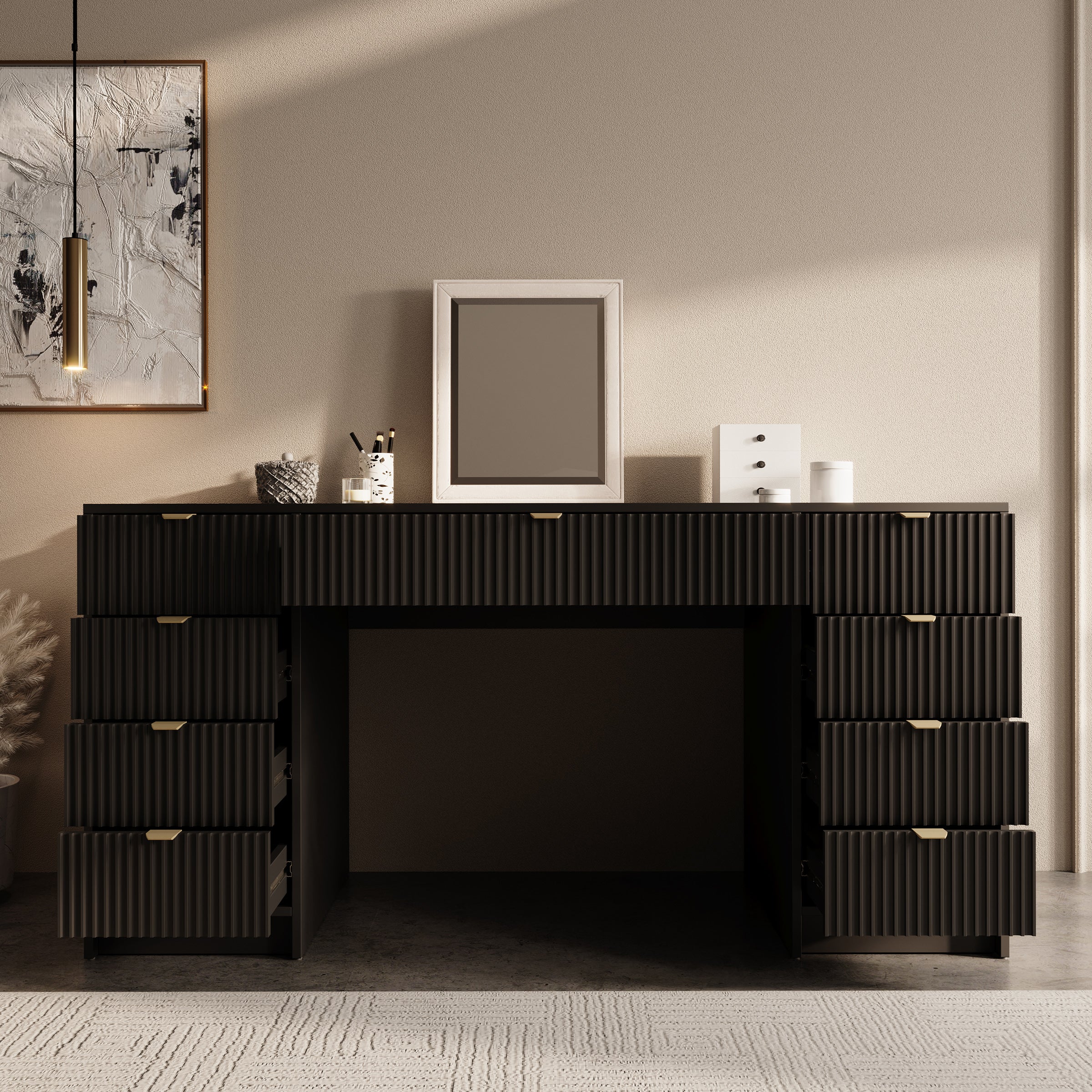Tavares 2 - Kaptafel - Zwart - 154x55 cm