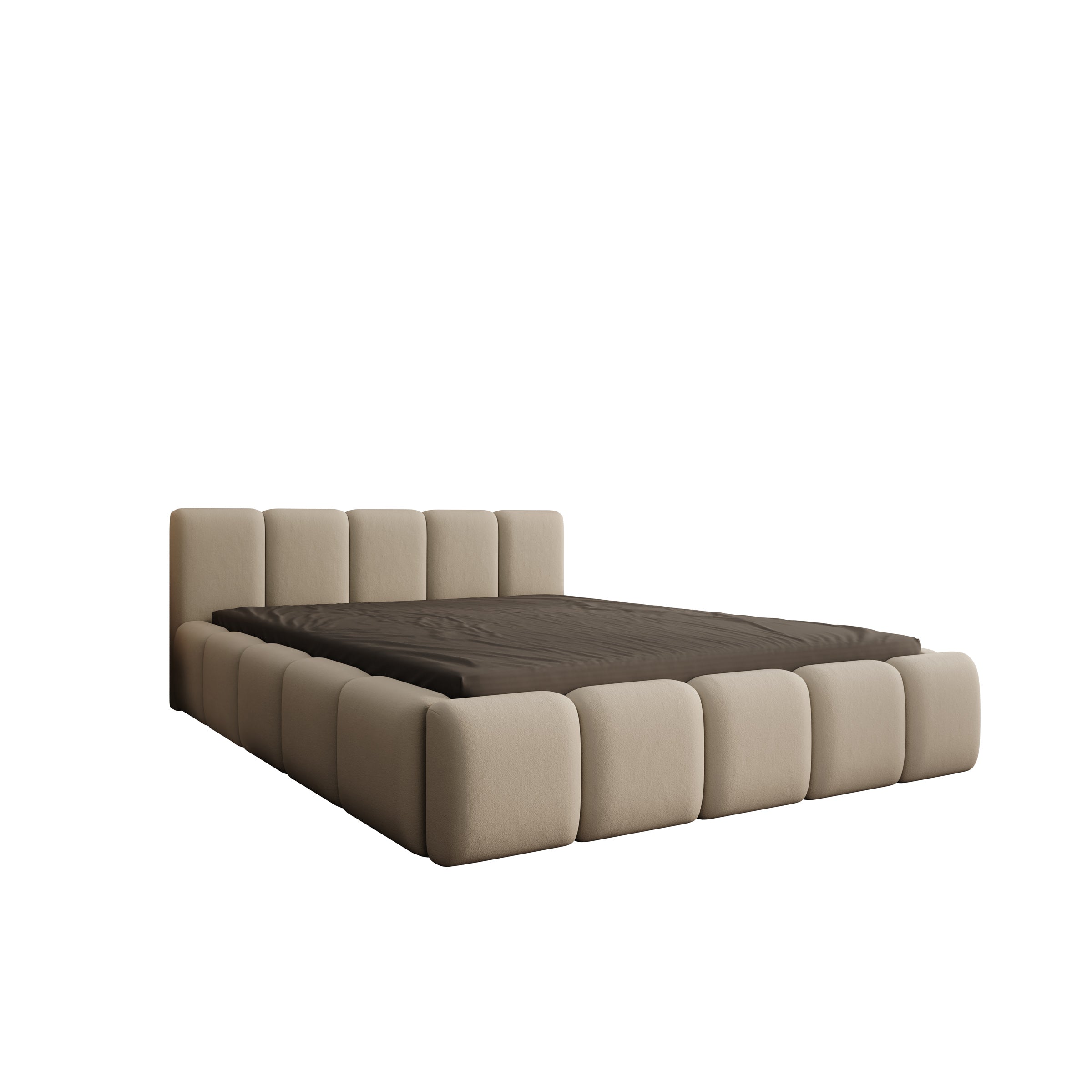 Karisma - Tweepersoonsbed met opbergruimte - Beige stof - 140x200 cm