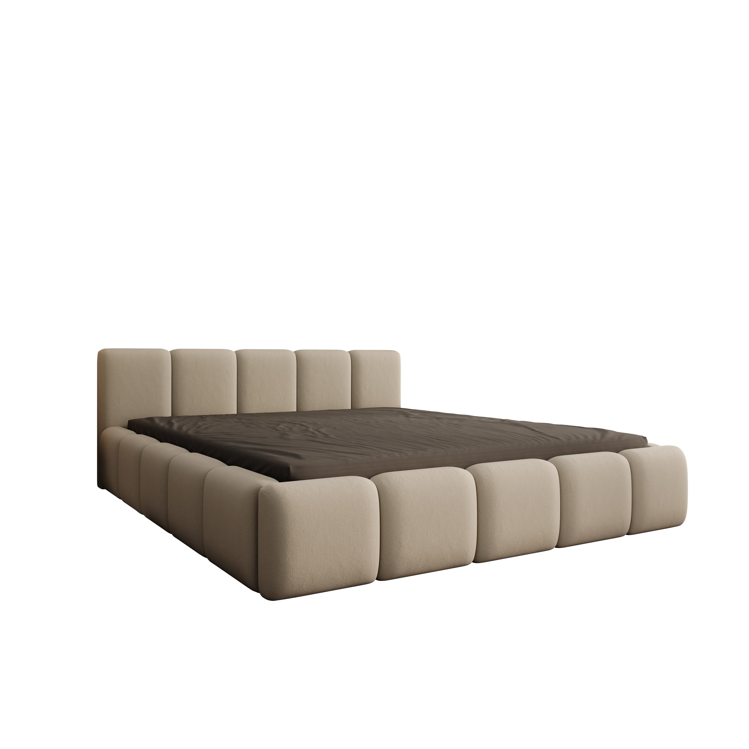 Karisma - Tweepersoonsbed met opbergruimte - Beige stof - 160x200 cm