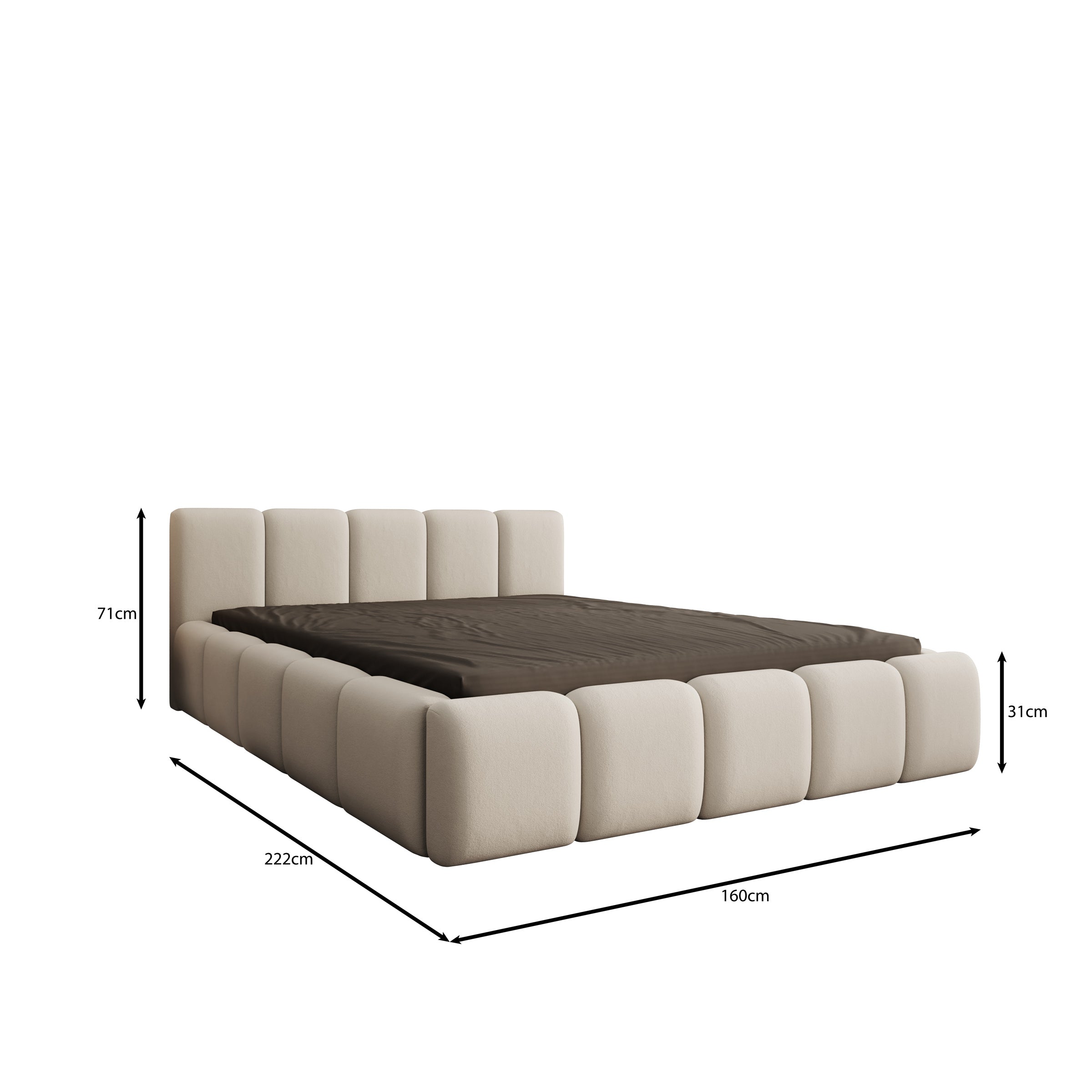 Karisma - Tweepersoonsbed met opbergruimte - Beige stof - 160x200 cm