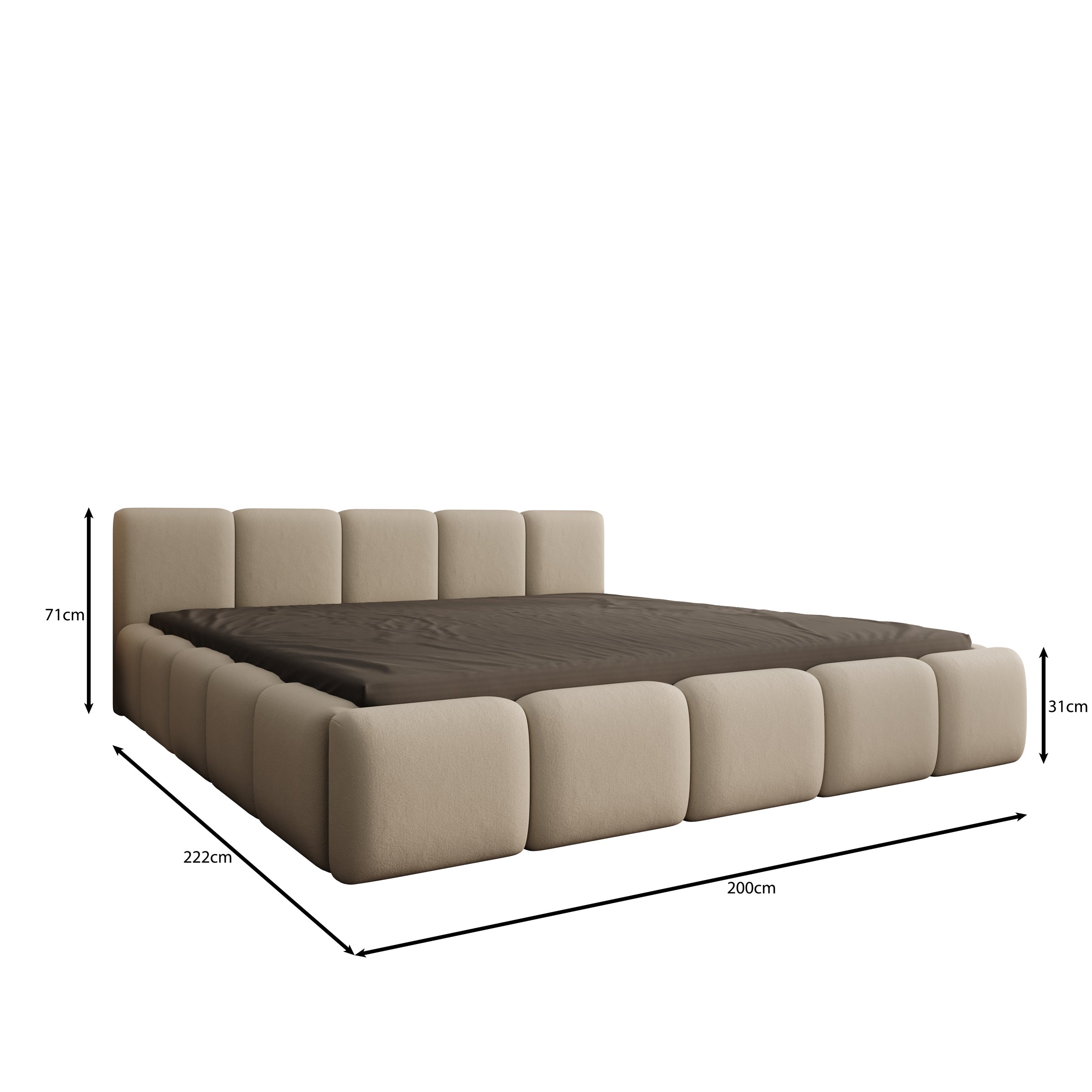 Karisma - Tweepersoonsbed met opbergruimte - Beige stof - 180x200 cm
