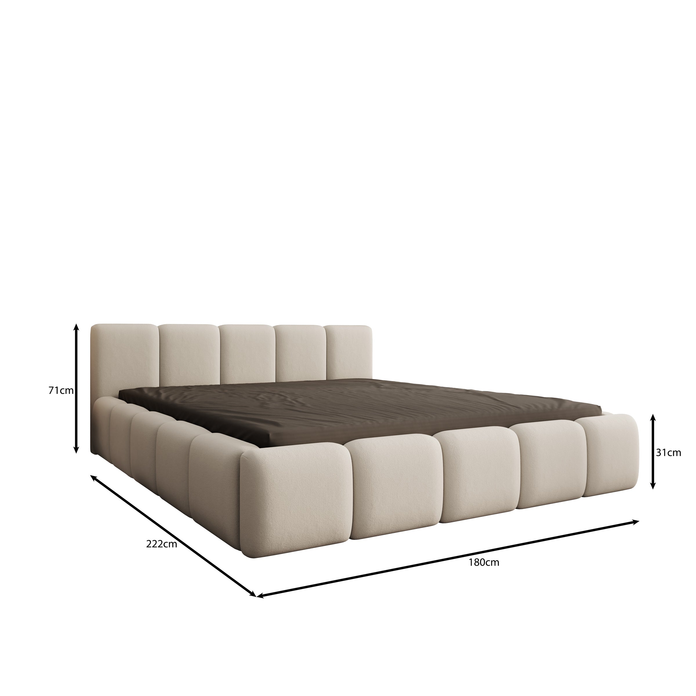 Karisma - Tweepersoonsbed met opbergruimte - Beige stof - 180x200 cm