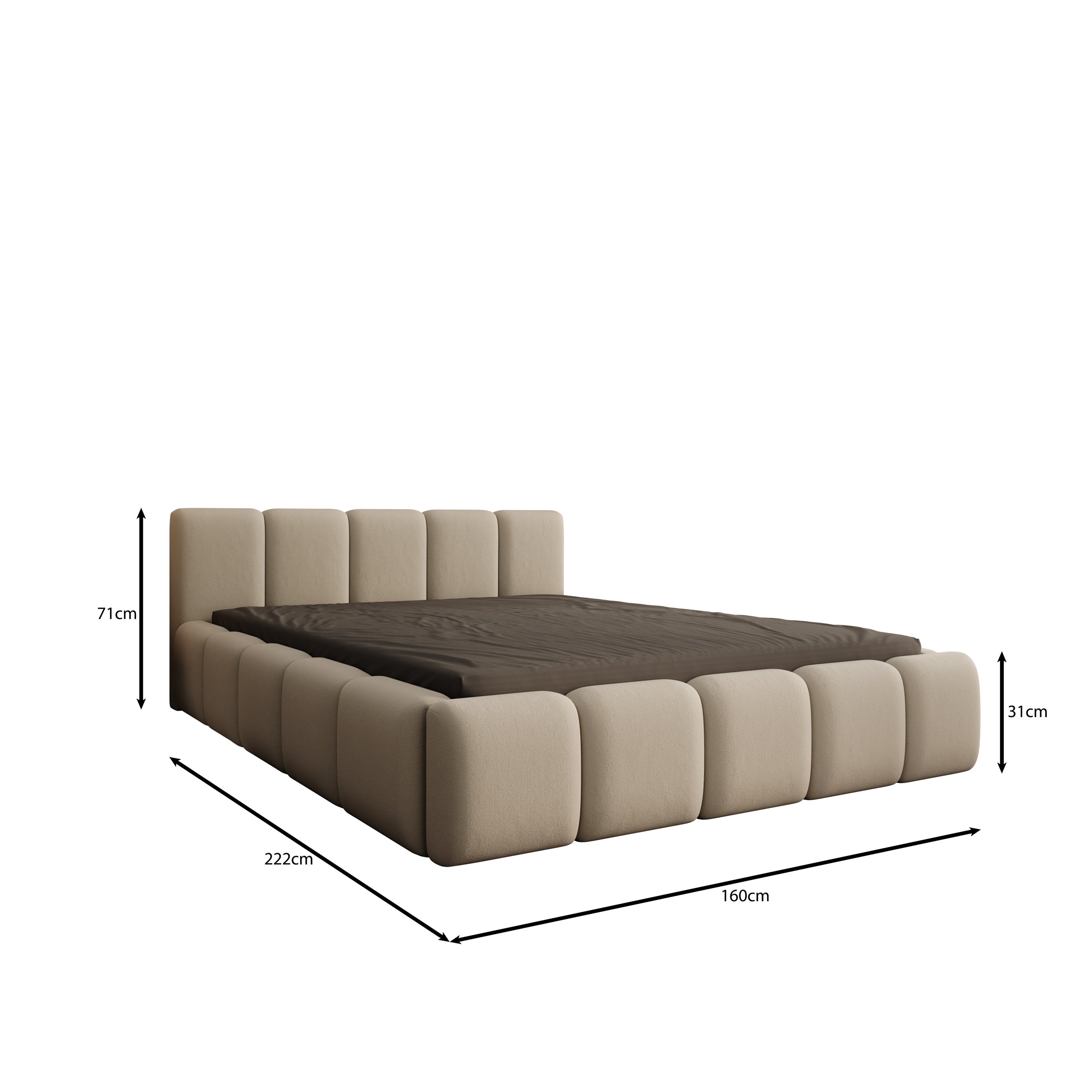 Karisma - Tweepersoonsbed met opbergruimte - Grijs stof - 140x200 cm