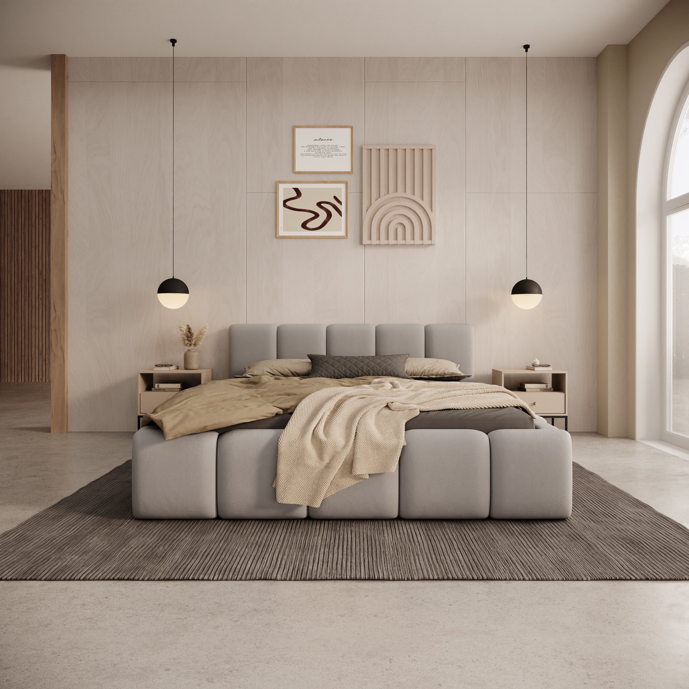 Karisma - Tweepersoonsbed met opbergruimte - Grijs stof - 140x200 cm