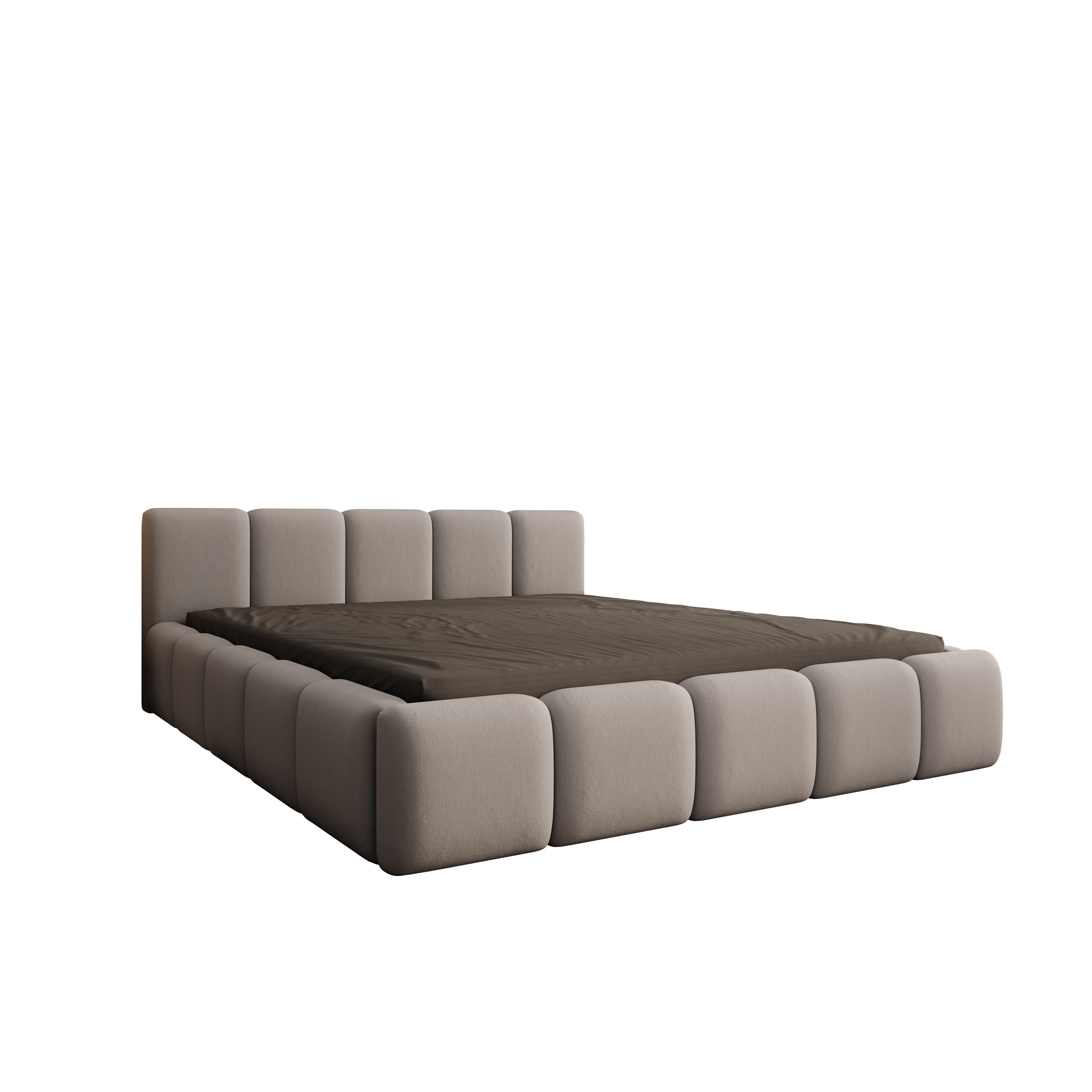Karisma - Tweepersoonsbed met opbergruimte - Grijs stof - 160x200 cm
