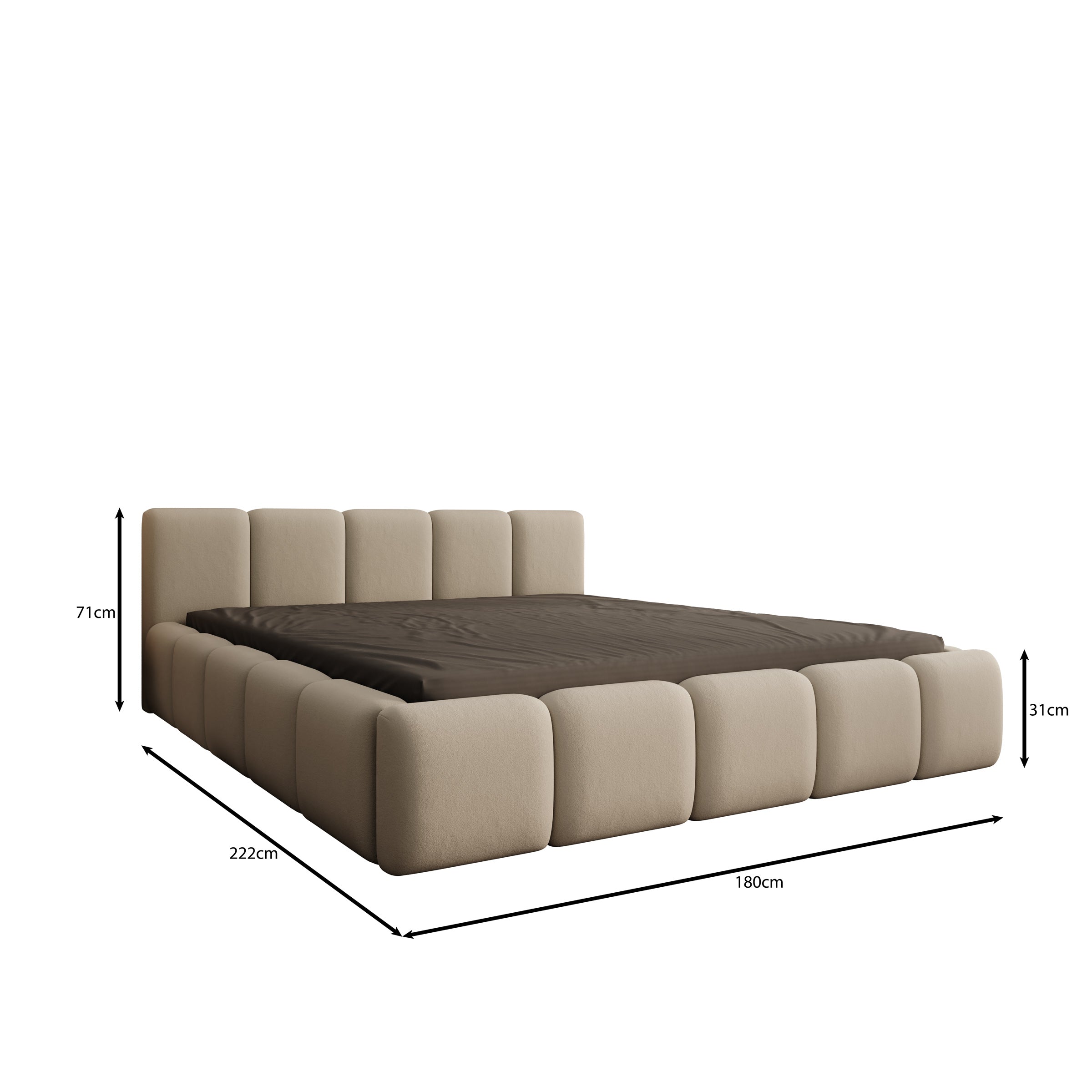 Karisma - Tweepersoonsbed met opbergruimte - Grijs stof - 160x200 cm