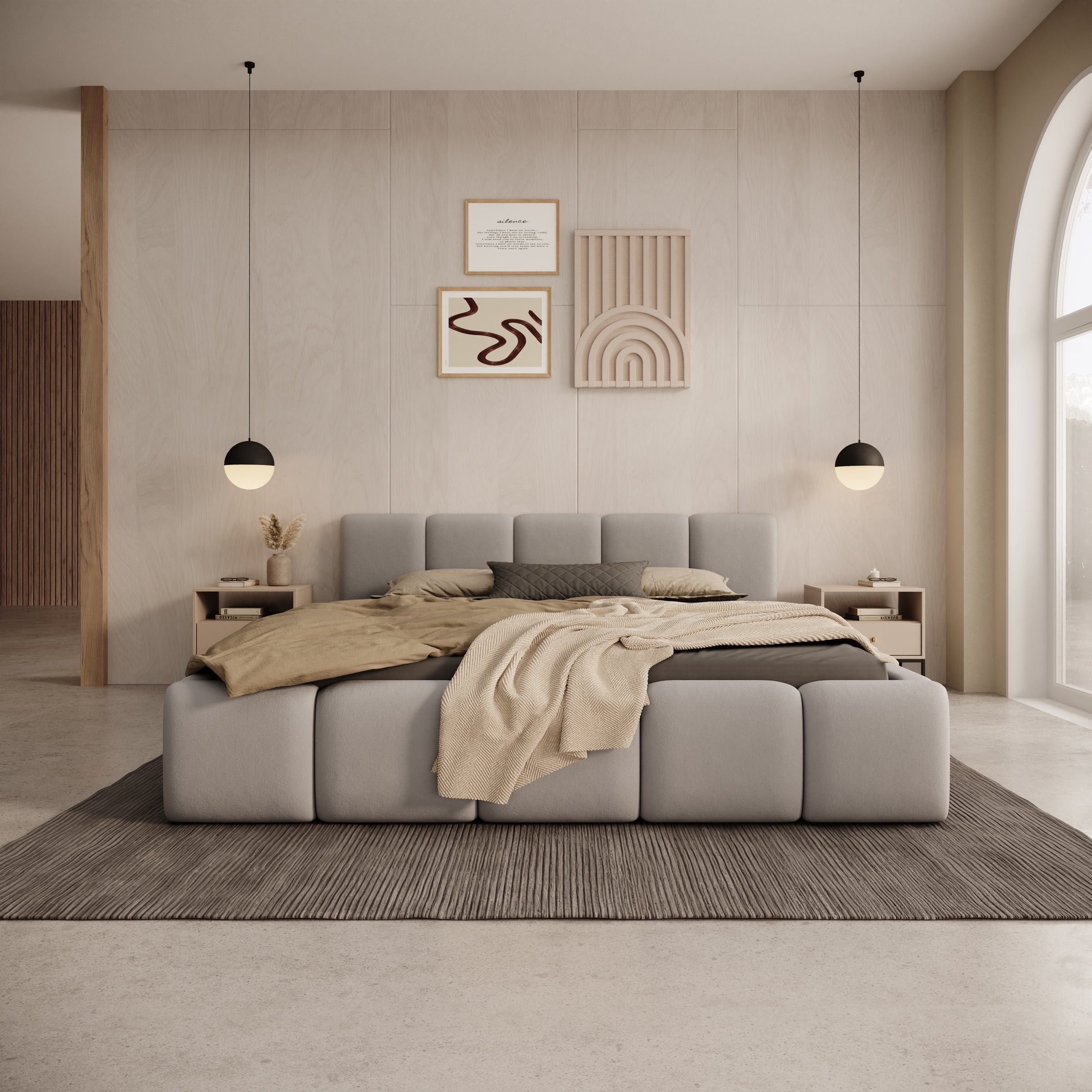 Karisma - Tweepersoonsbed met opbergruimte - Grijs stof - 160x200 cm