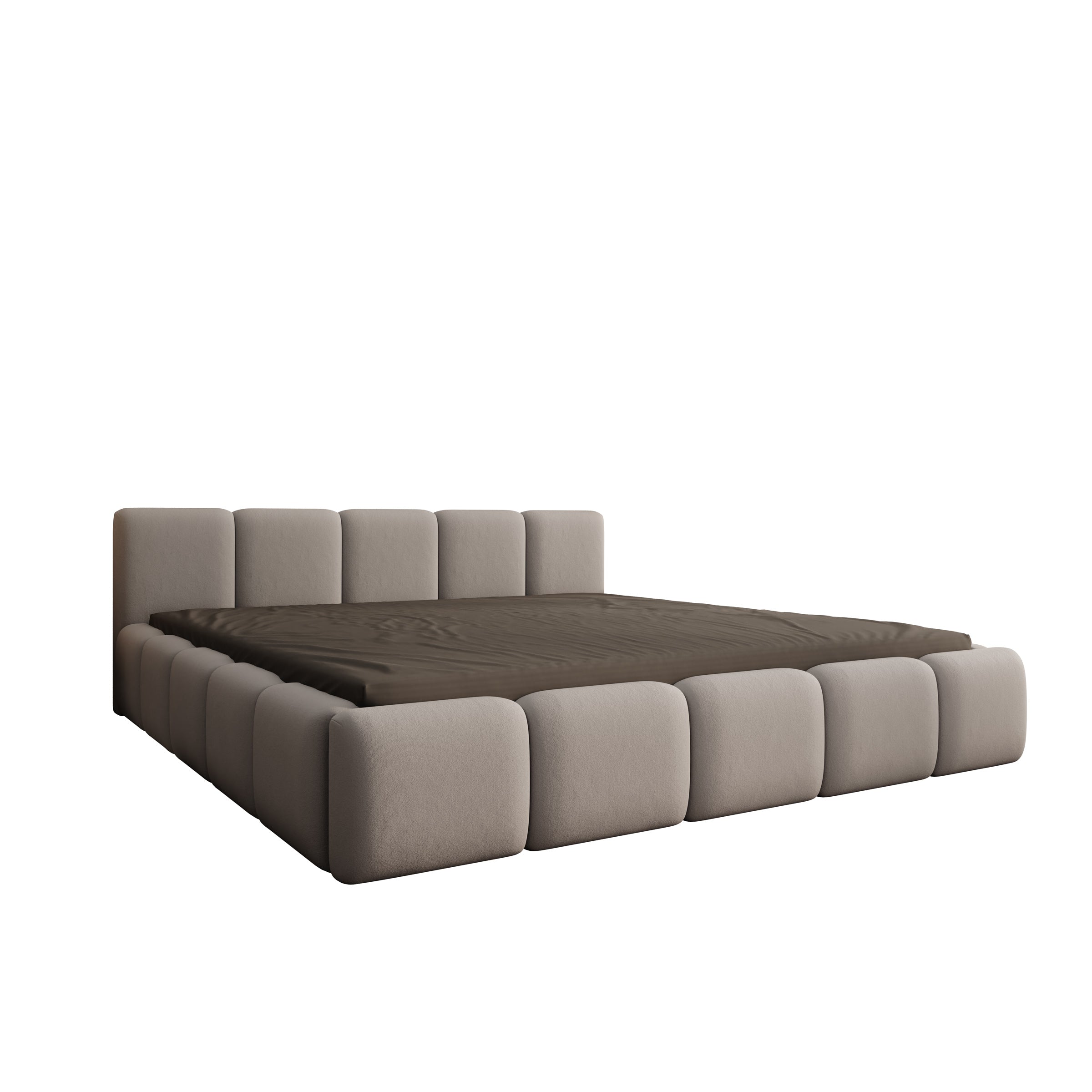 Karisma - Tweepersoonsbed met opbergruimte - Grijs stof - 180x200 cm