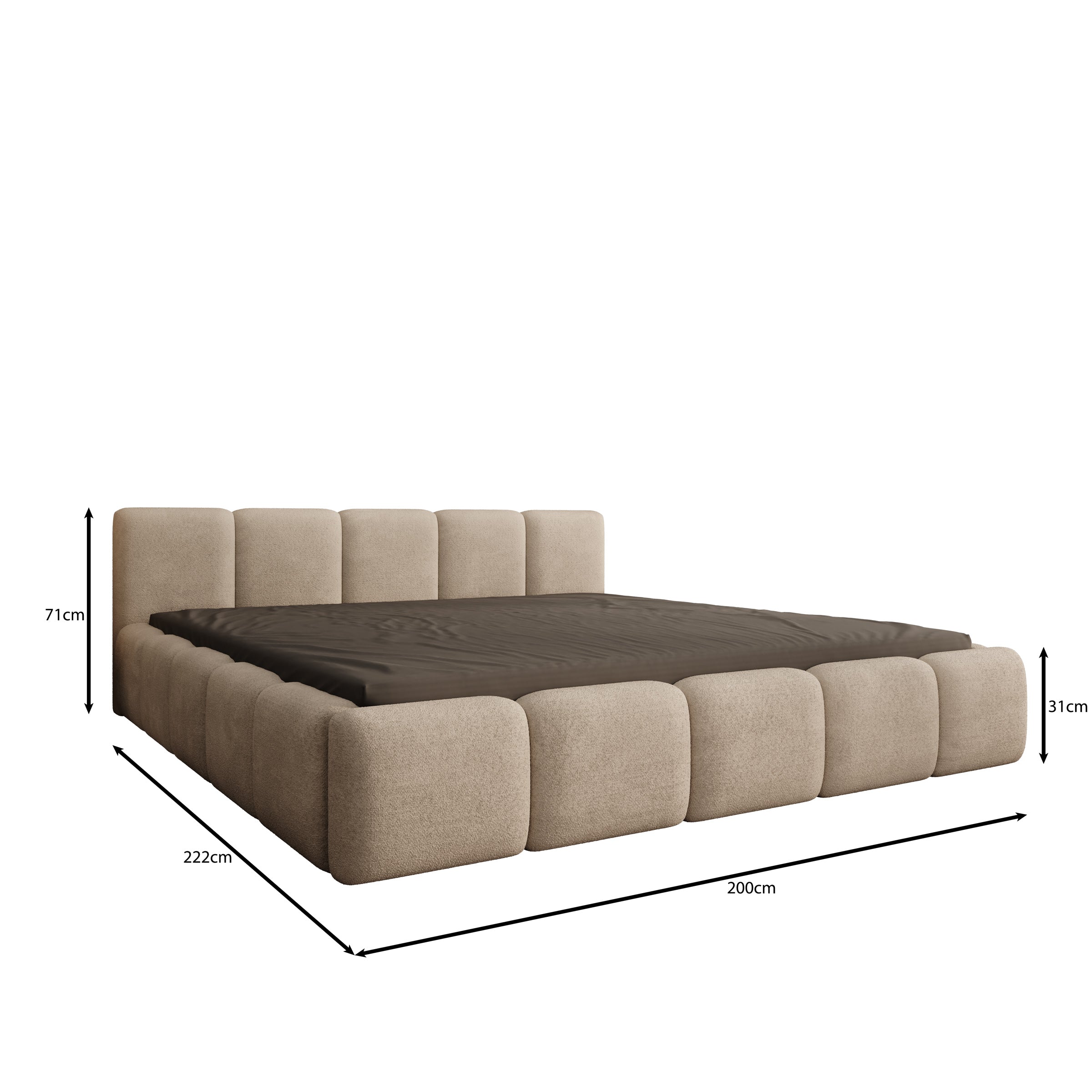 Karisma - Tweepersoonsbed met opbergruimte - Grijs stof - 180x200 cm