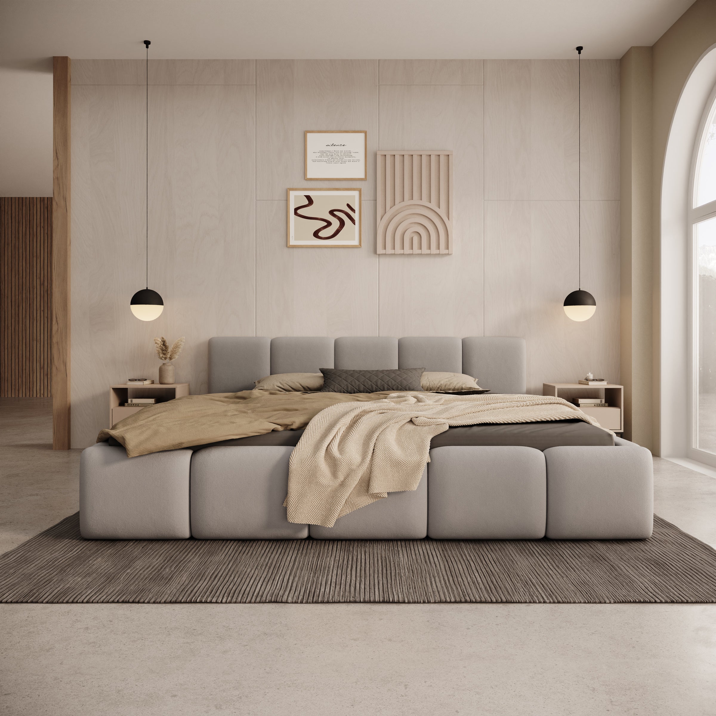 Karisma - Tweepersoonsbed met opbergruimte - Grijs stof - 180x200 cm